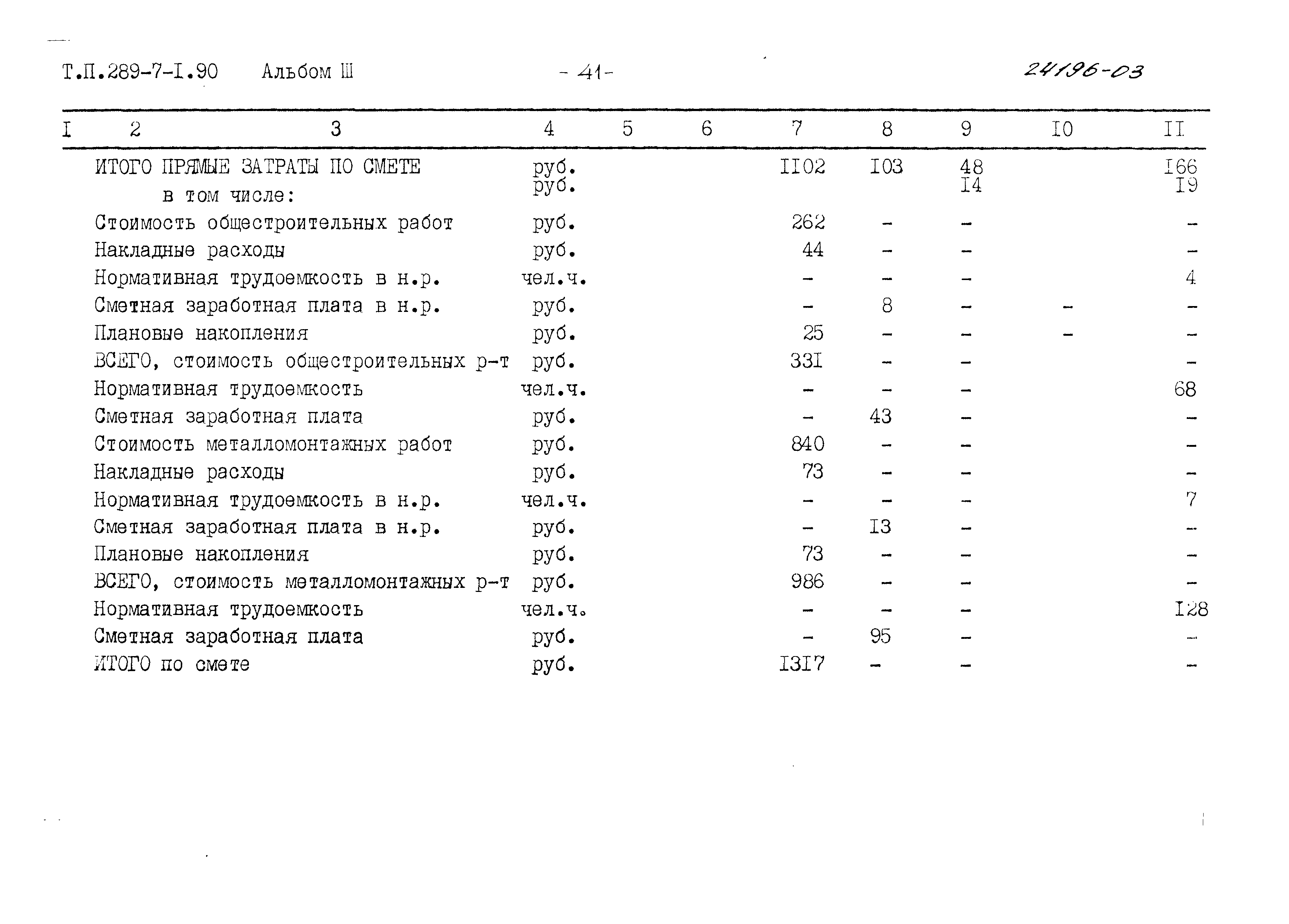 Типовой проект 289-7-1.90