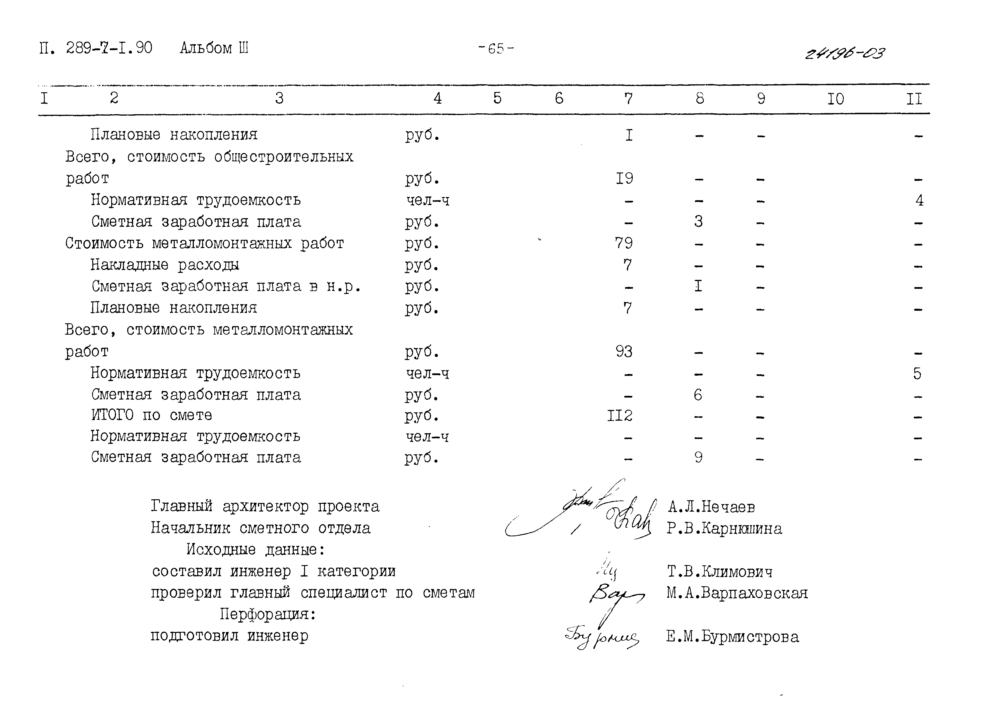 Типовой проект 289-7-1.90