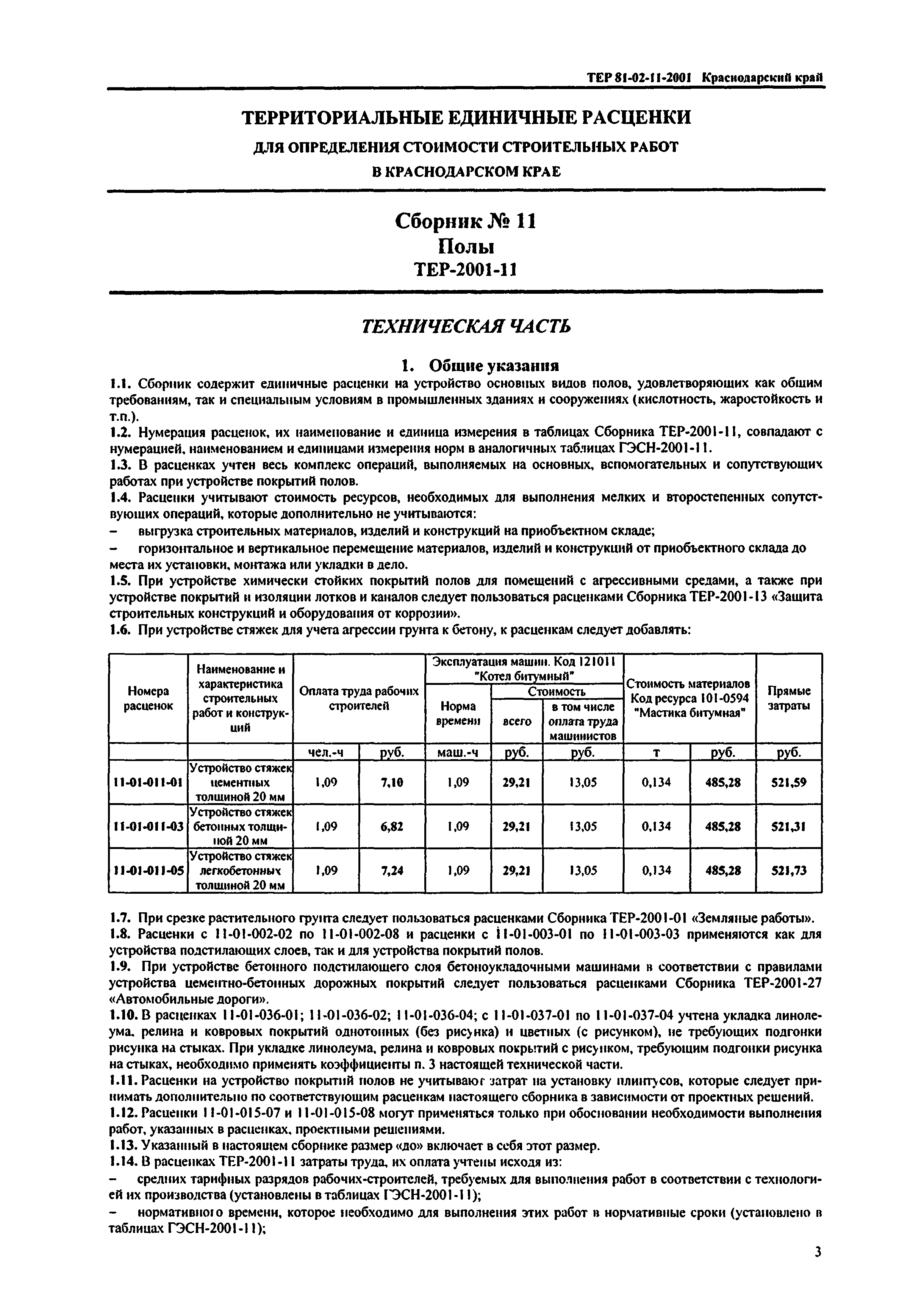 ТЕР Краснодарского края 2001-11