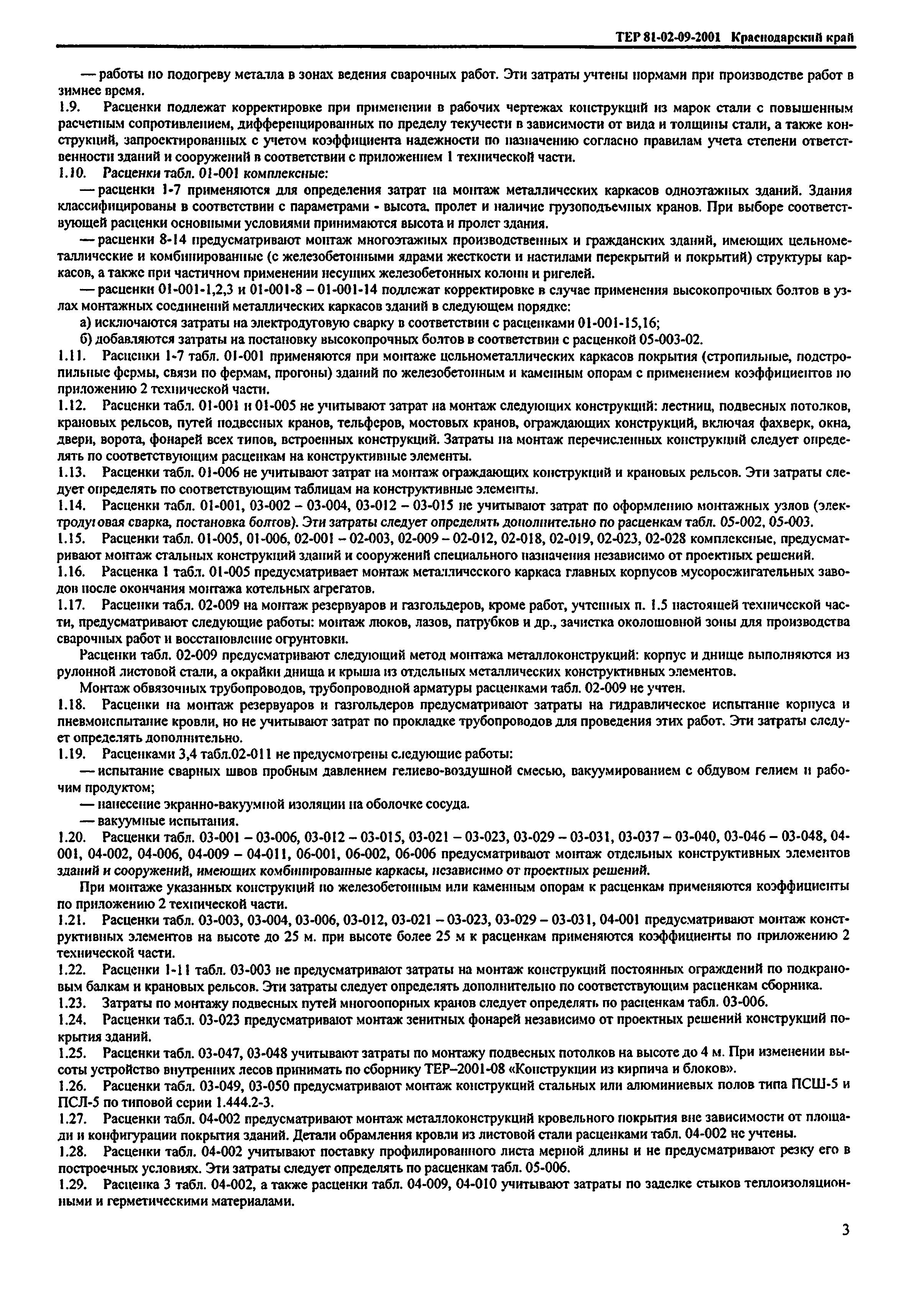 ТЕР Краснодарского края 2001-09