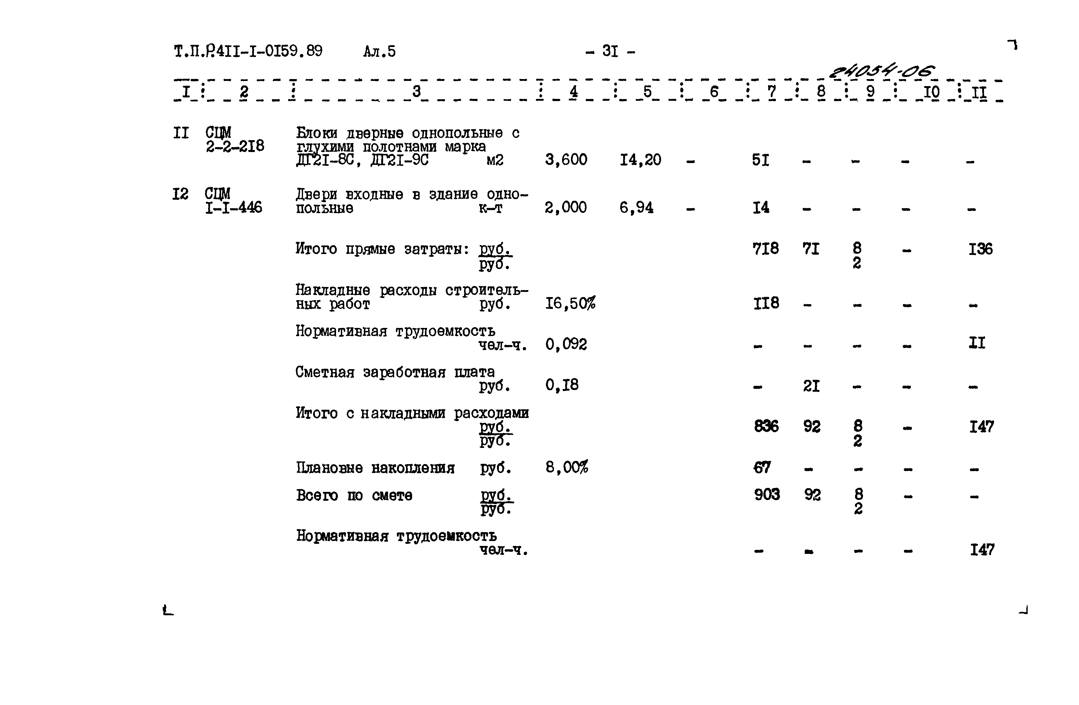 Типовые проектные решения 411-1-0159.89