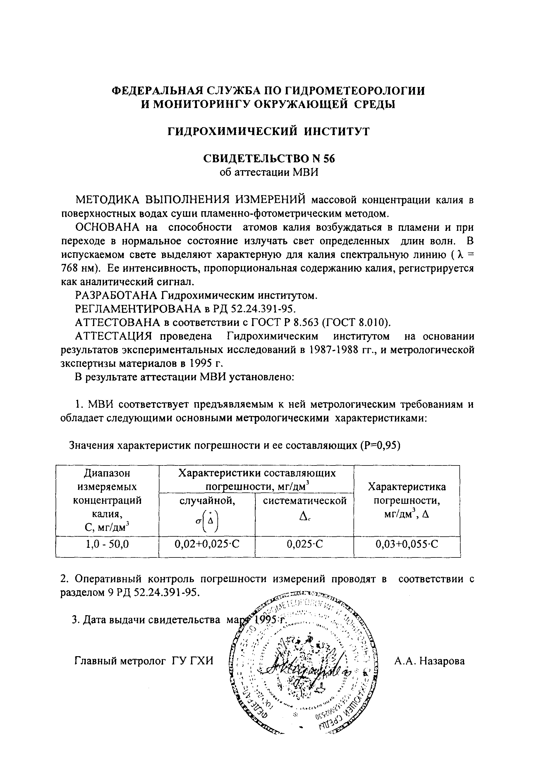 РД 52.24.391-95