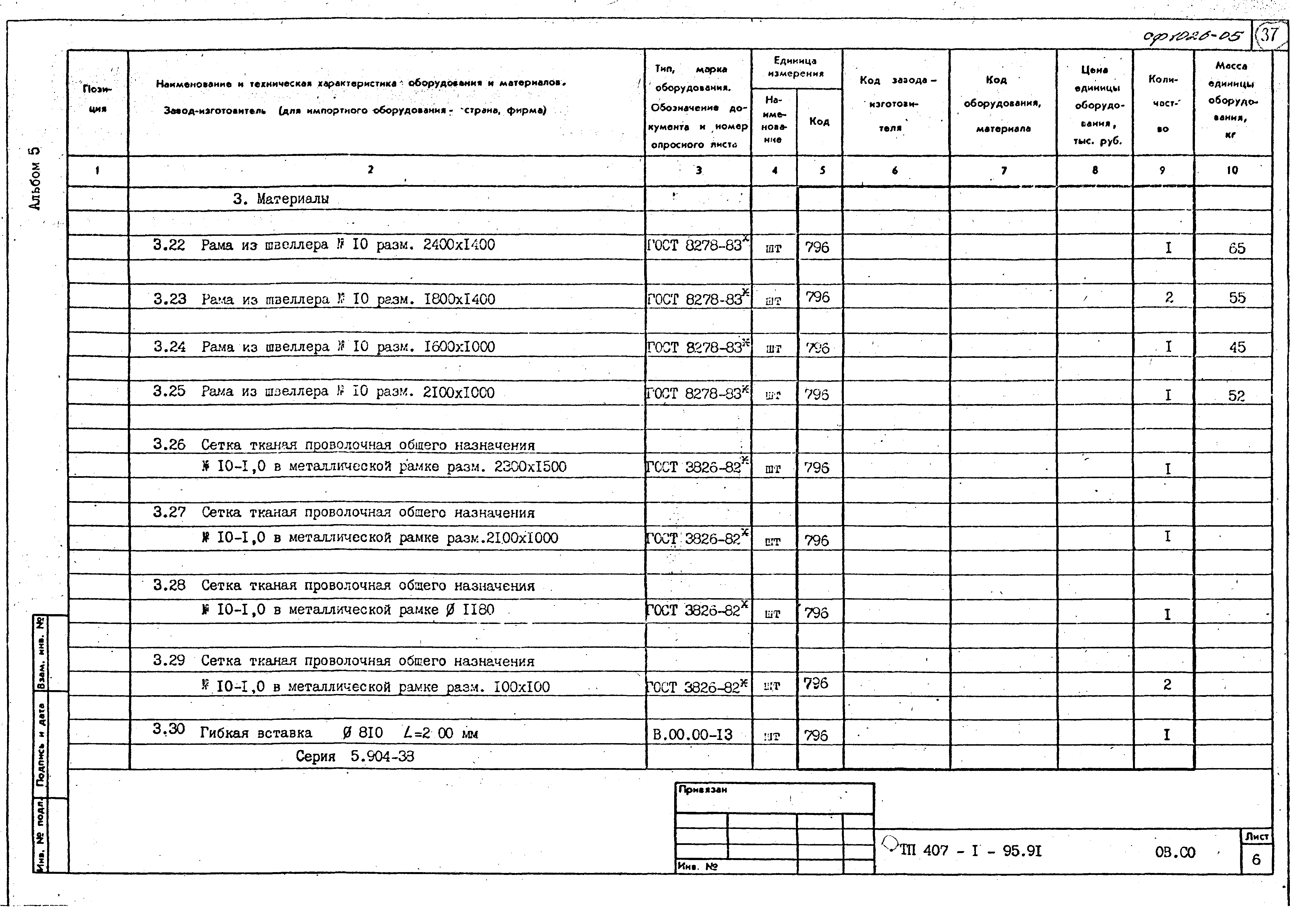 Типовой проект 407-1-95.91