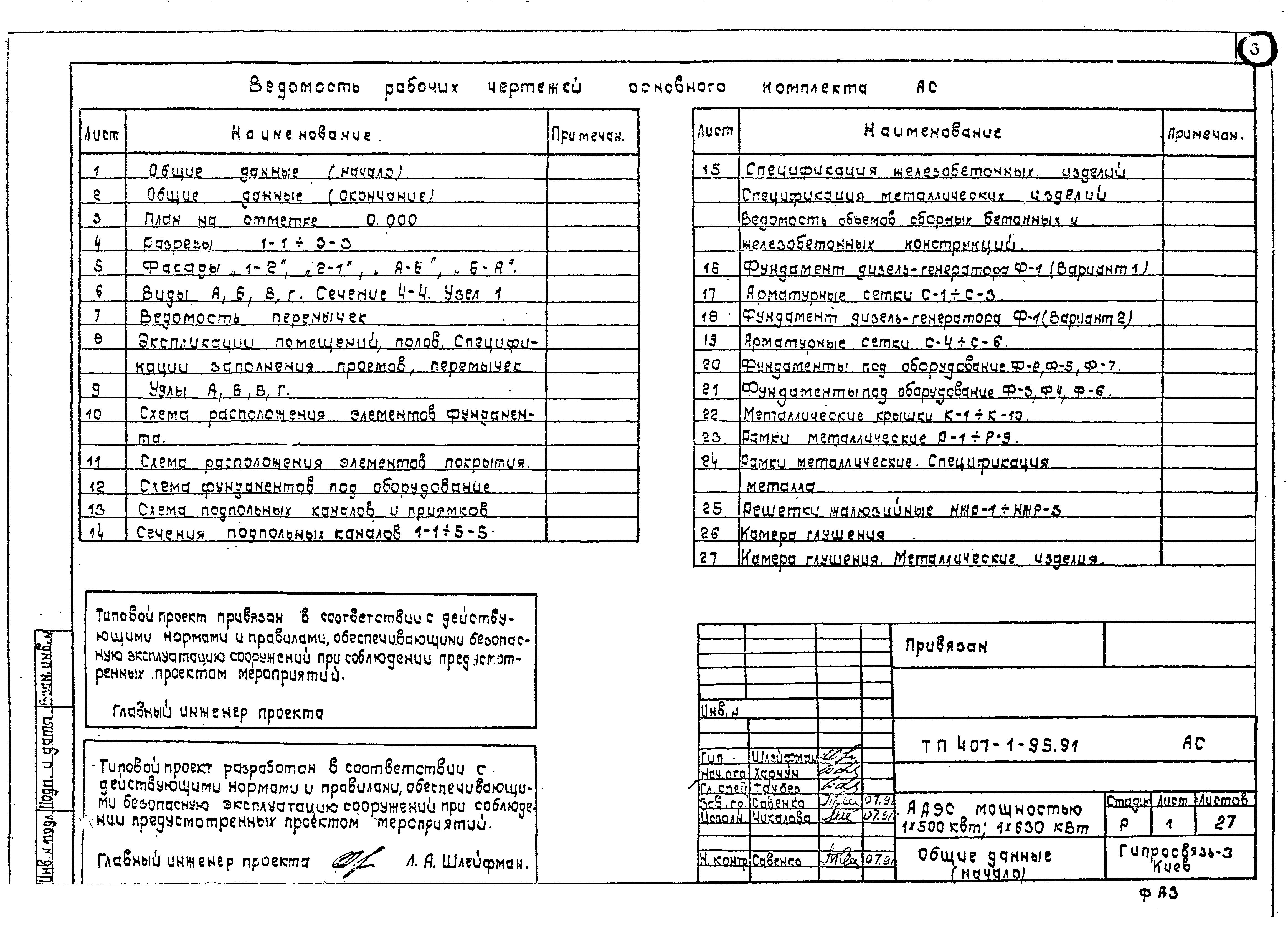 Типовой проект 407-1-95.91