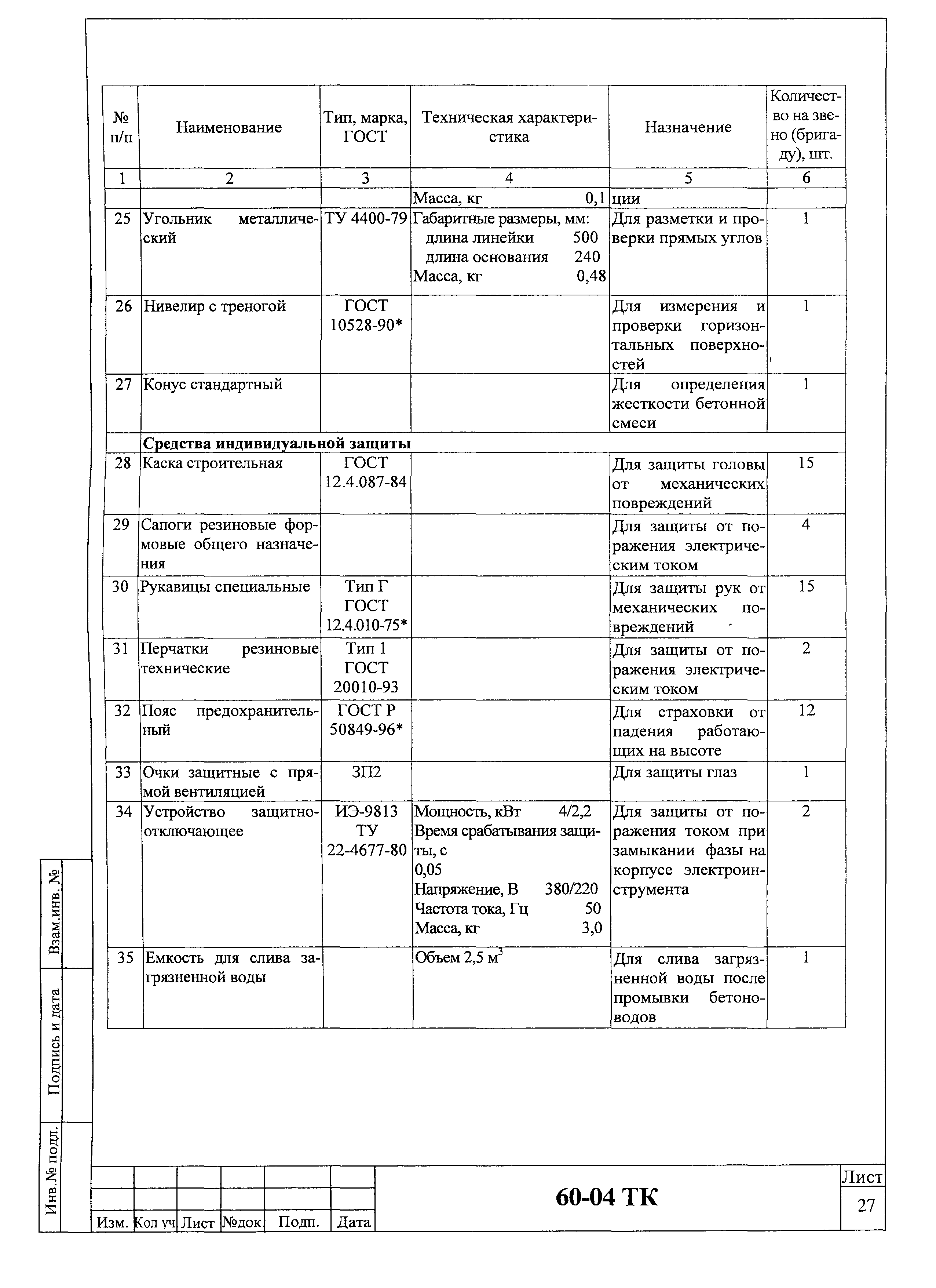 Технологическая карта 60-04 ТК