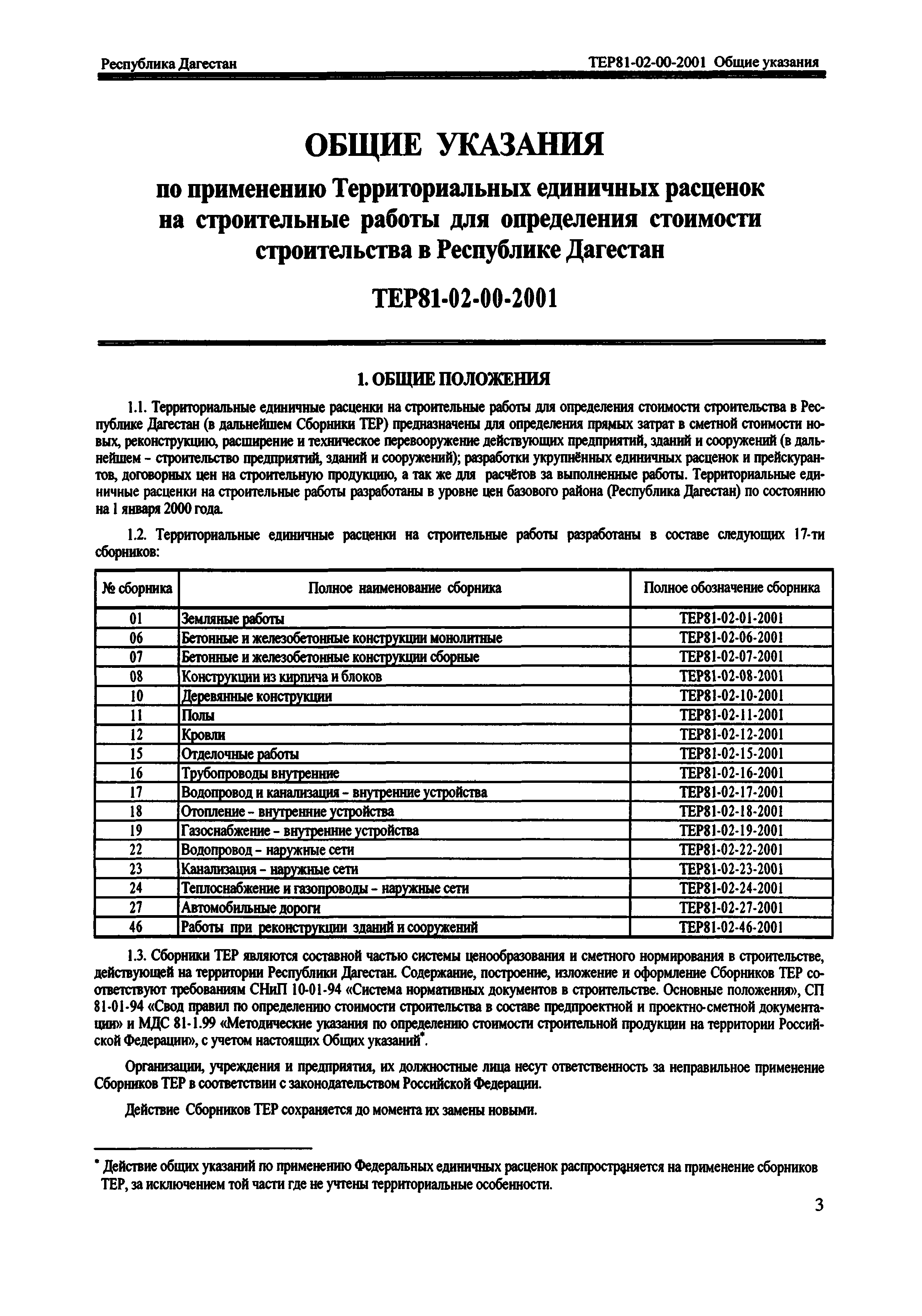 ТЕР Республика Дагестан 2001-00