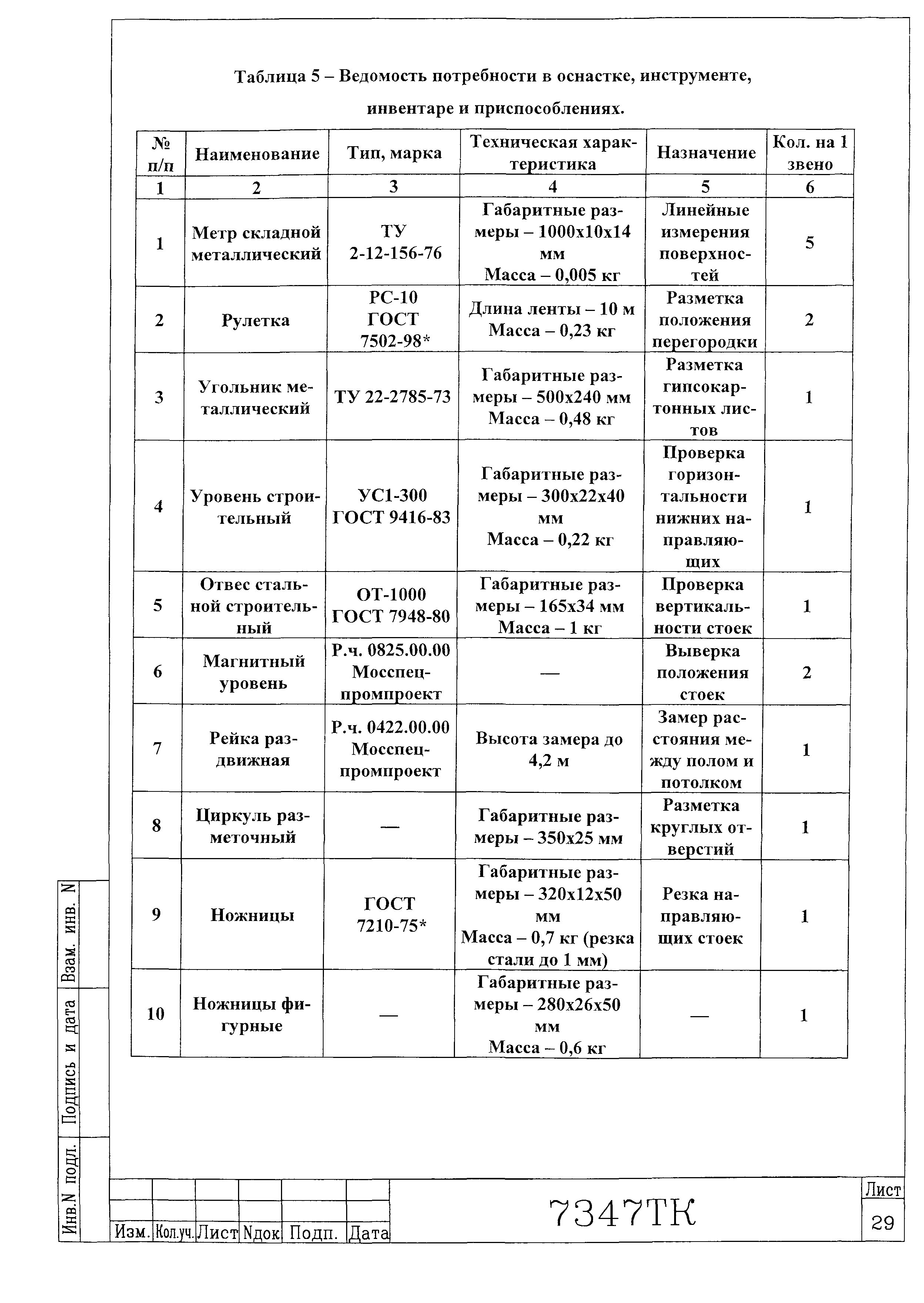 Технологическая карта 7347 ТК