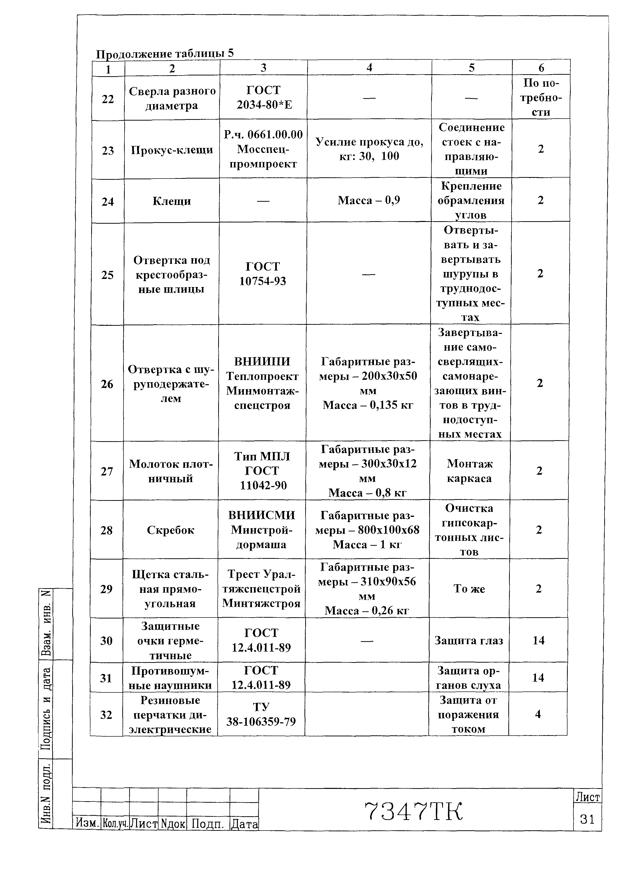 Технологическая карта 7347 ТК