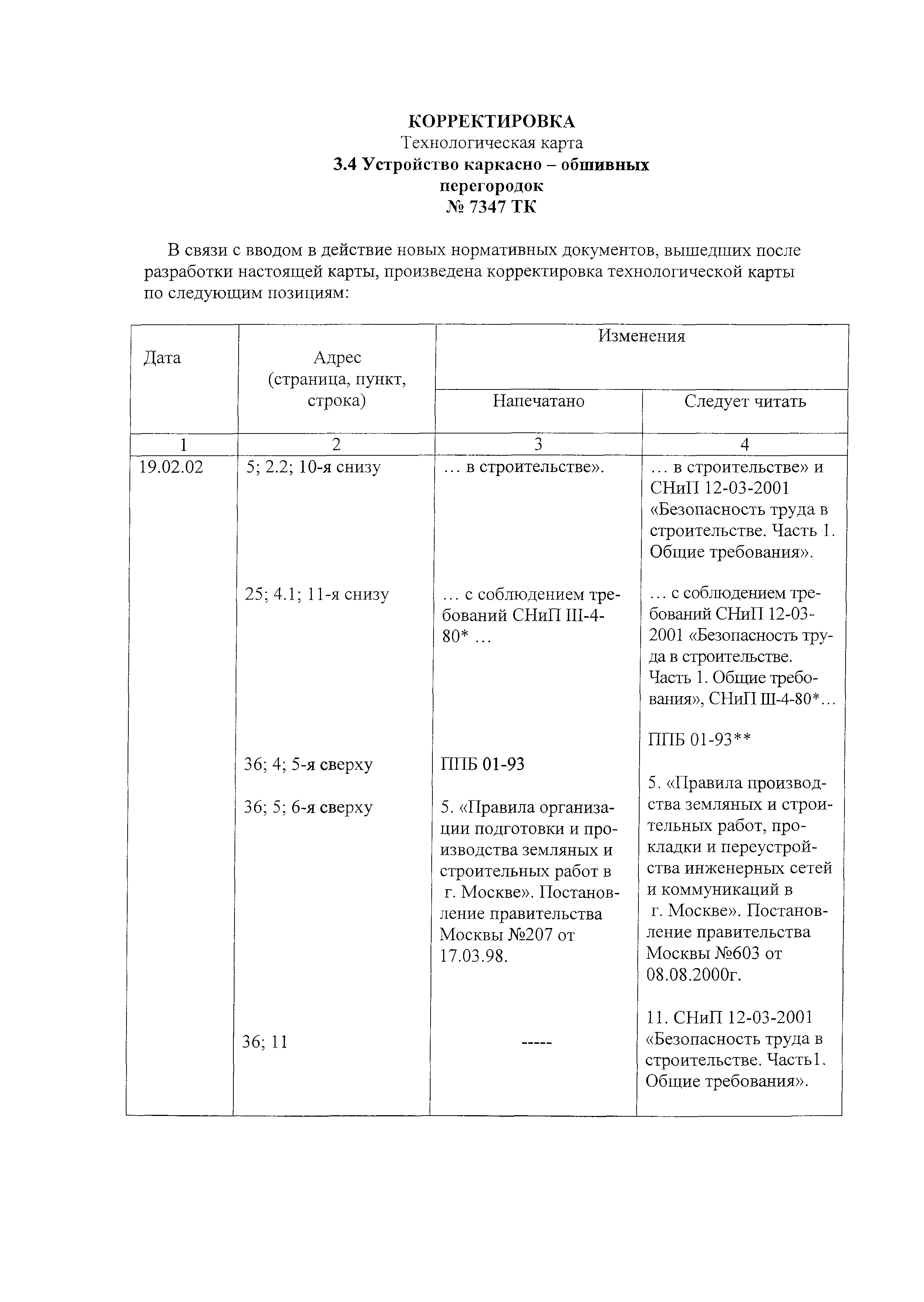 Технологическая карта 7347 ТК