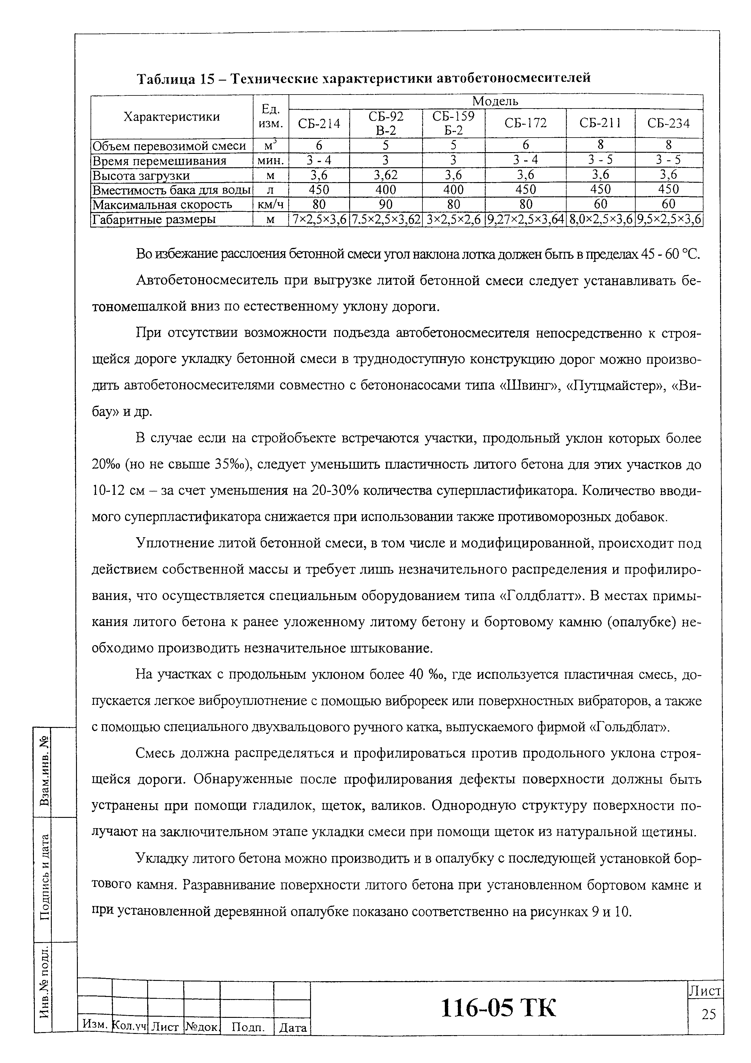 Технологическая карта 116-05 ТК