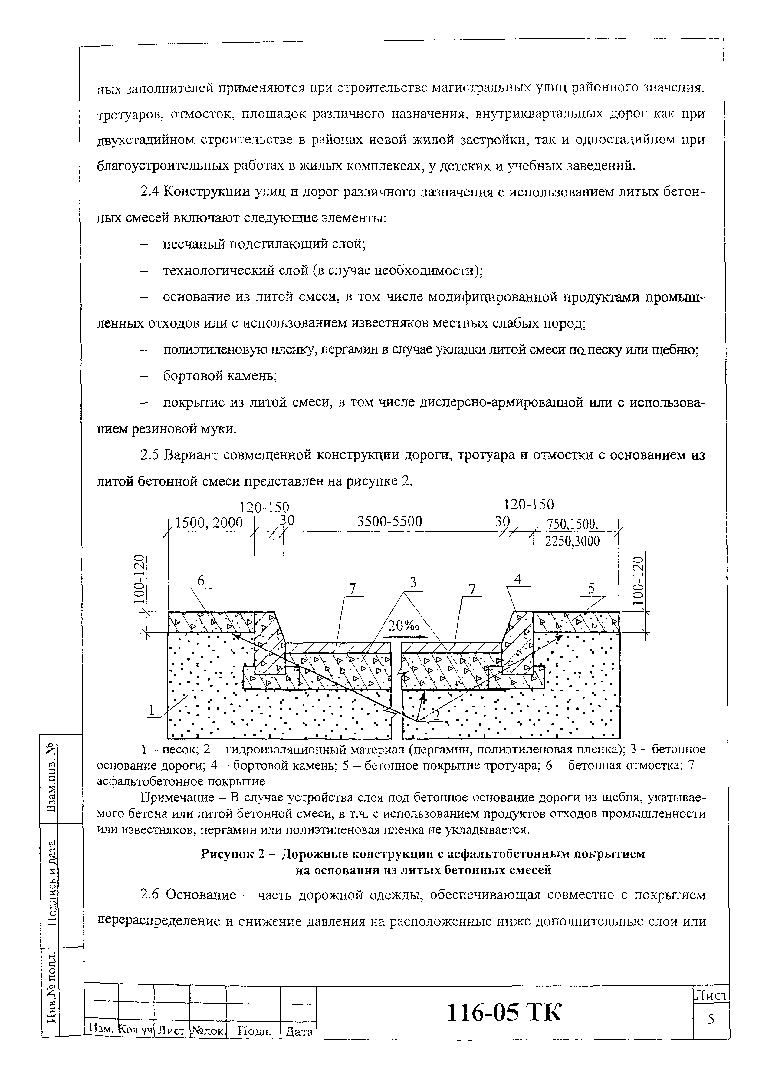 Технологическая карта 116-05 ТК