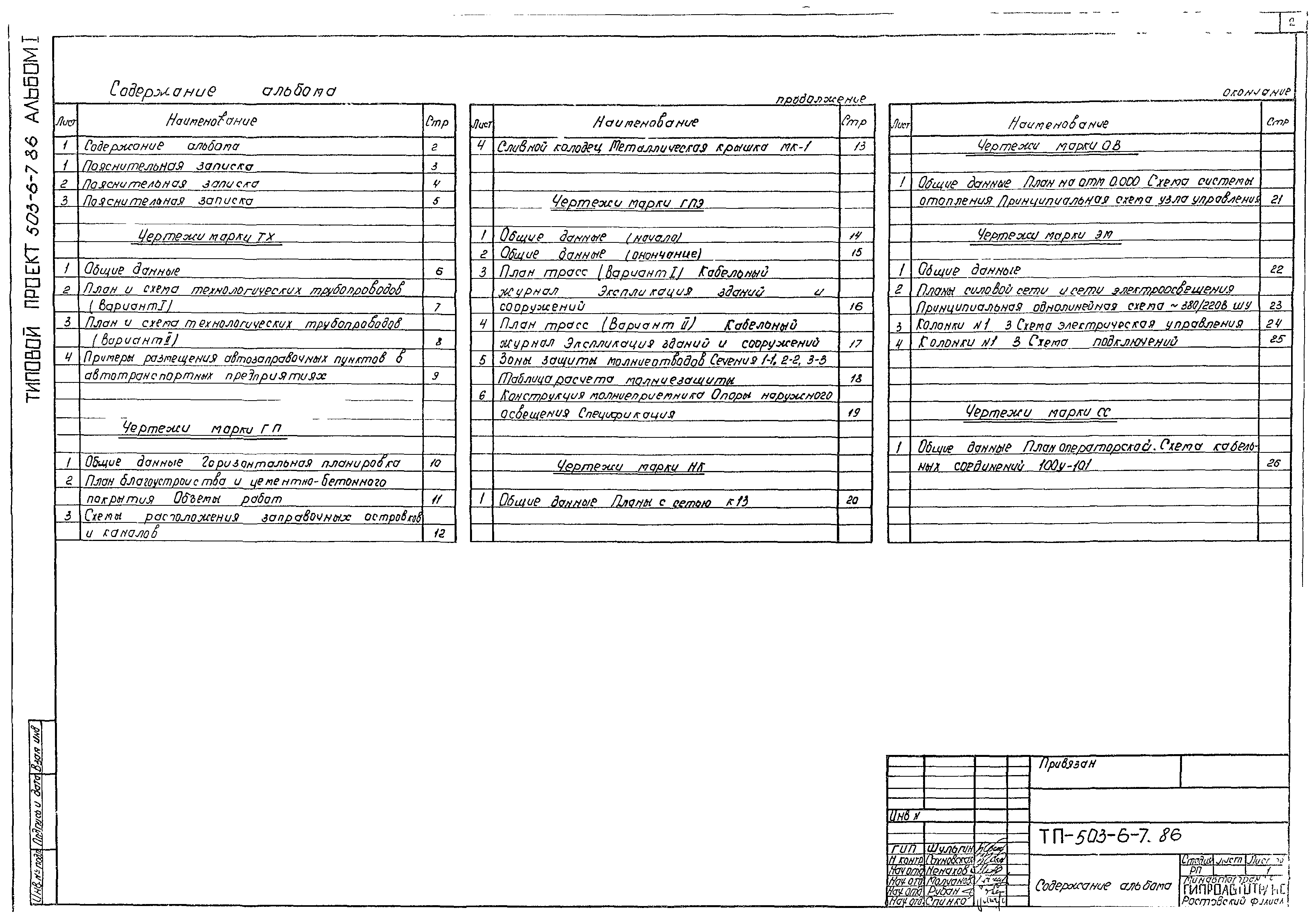 Типовой проект 503-6-7.86