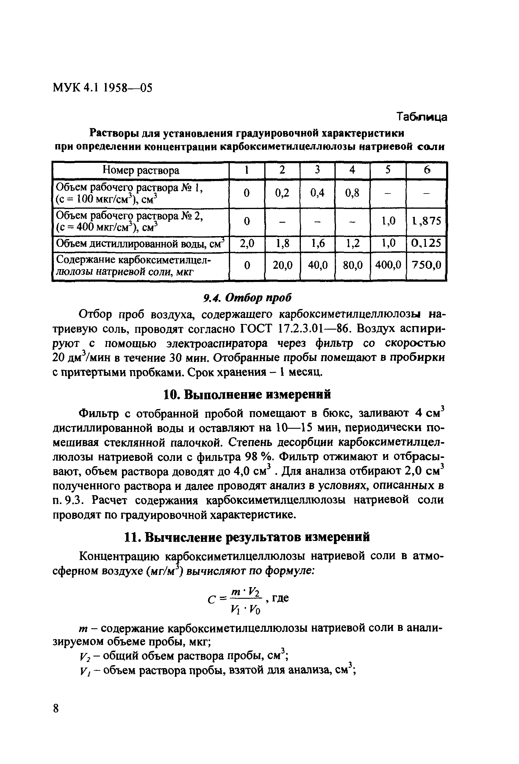 МУК 4.1.1958-05