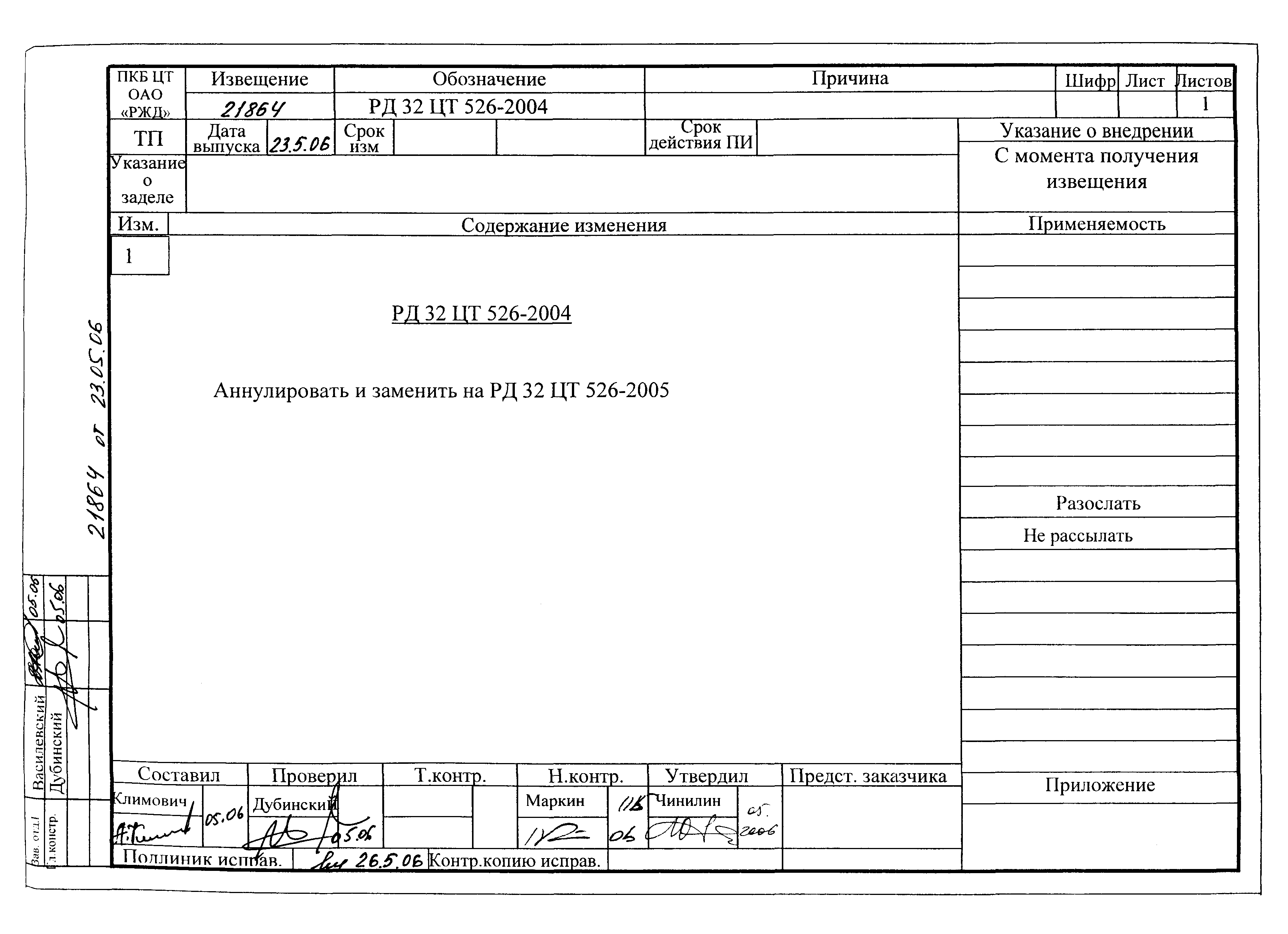 РД 32 ЦТ 526-2005