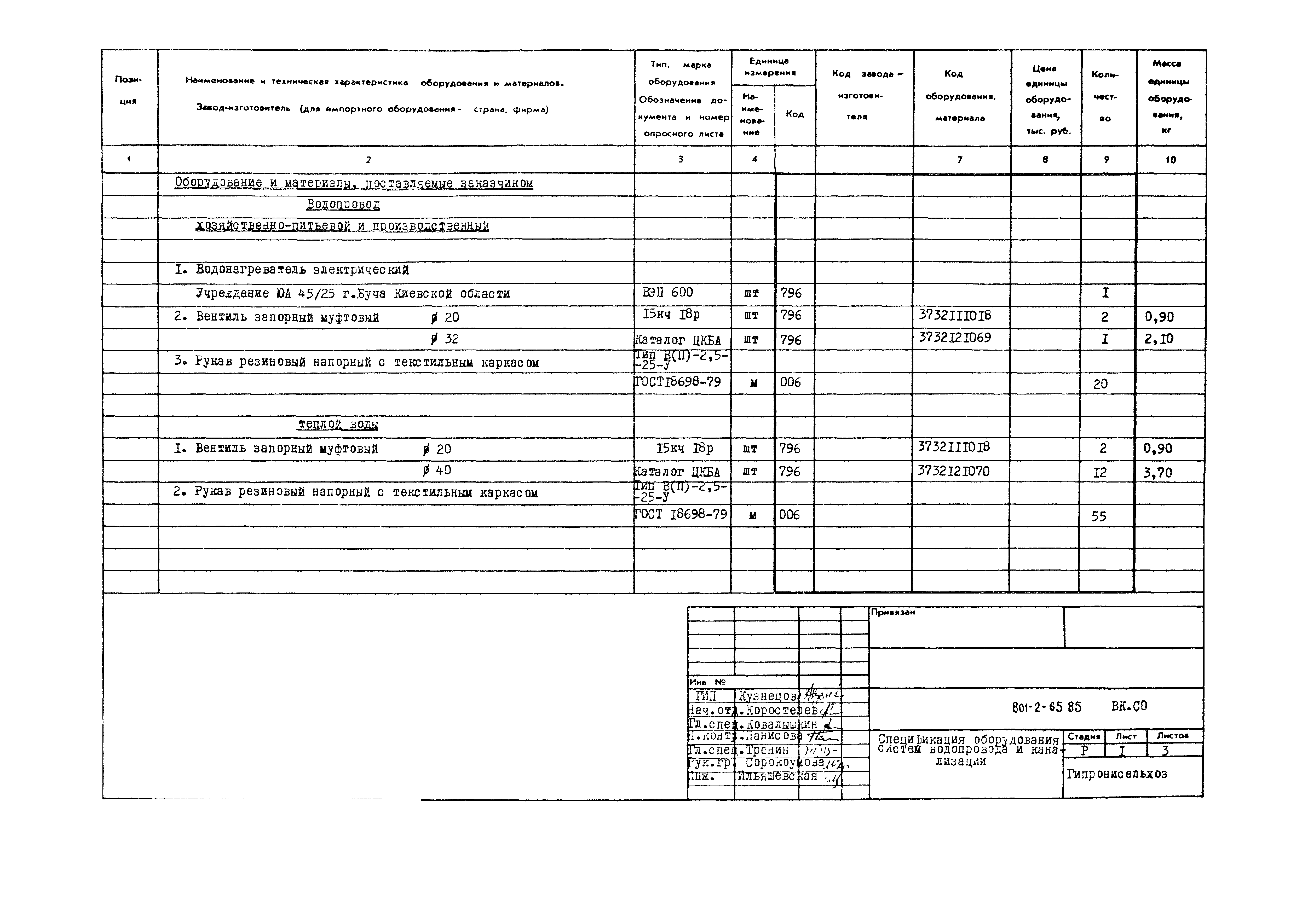 Типовой проект 801-2-65.85