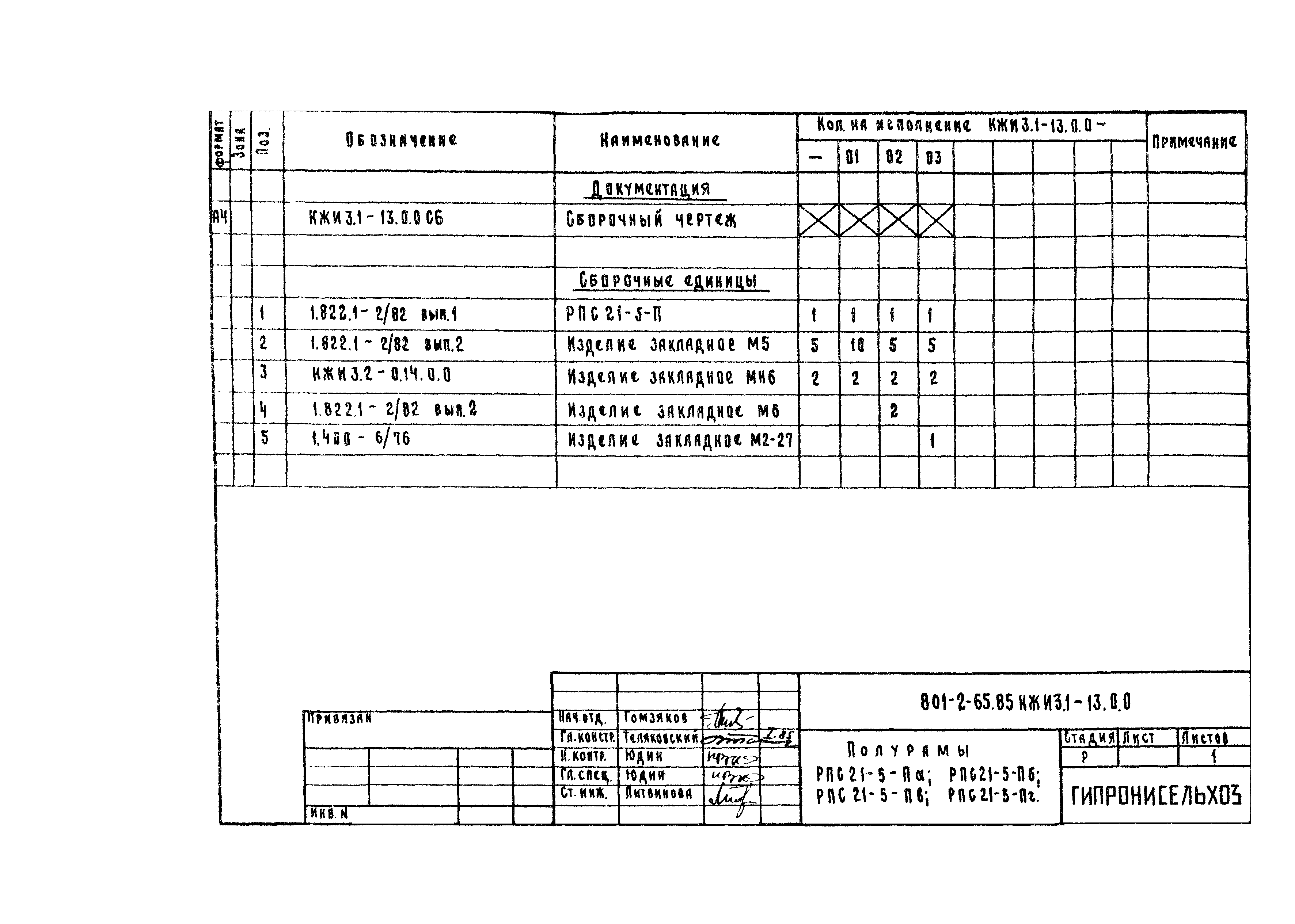 Типовой проект 801-2-65.85