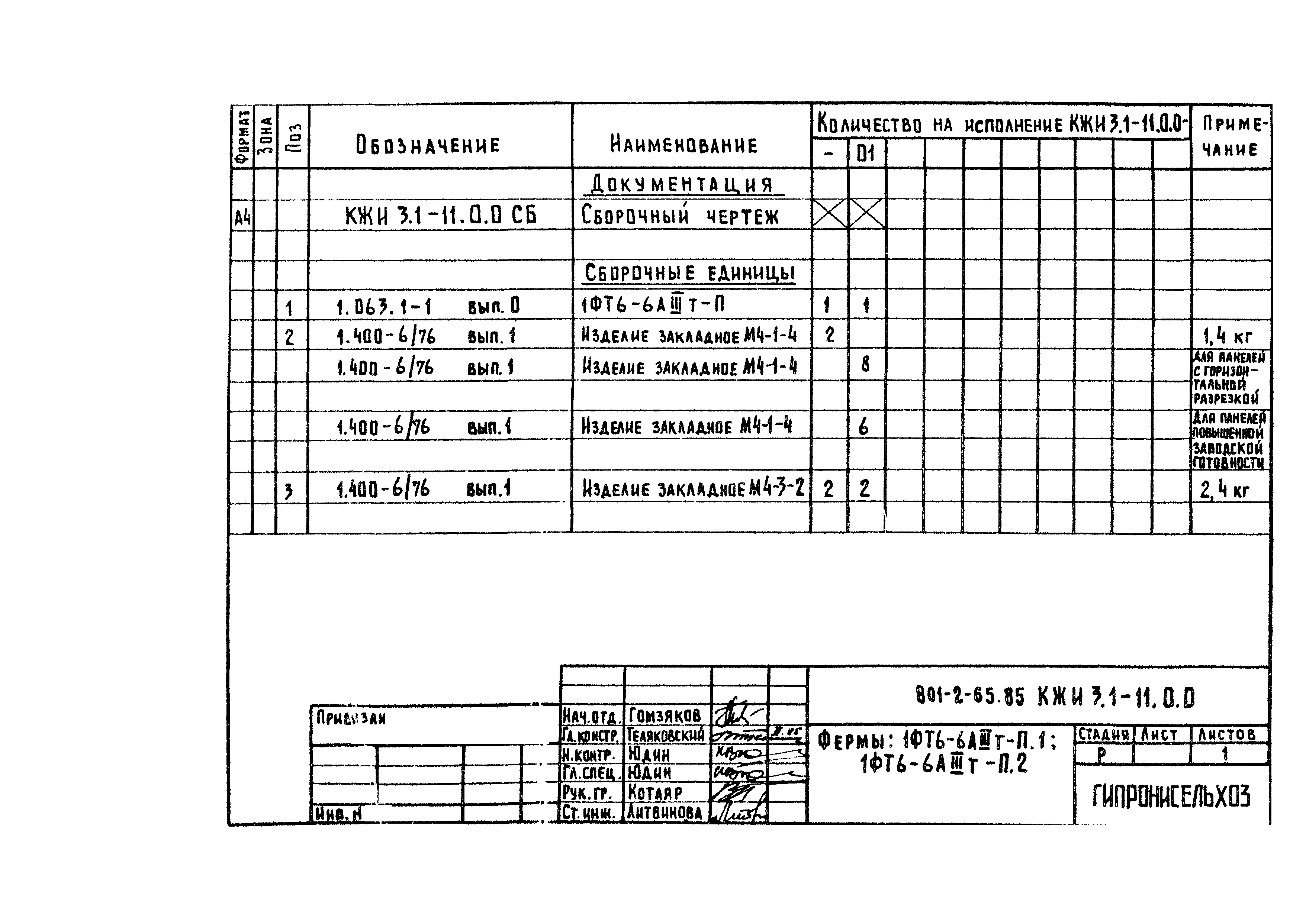 Типовой проект 801-2-65.85