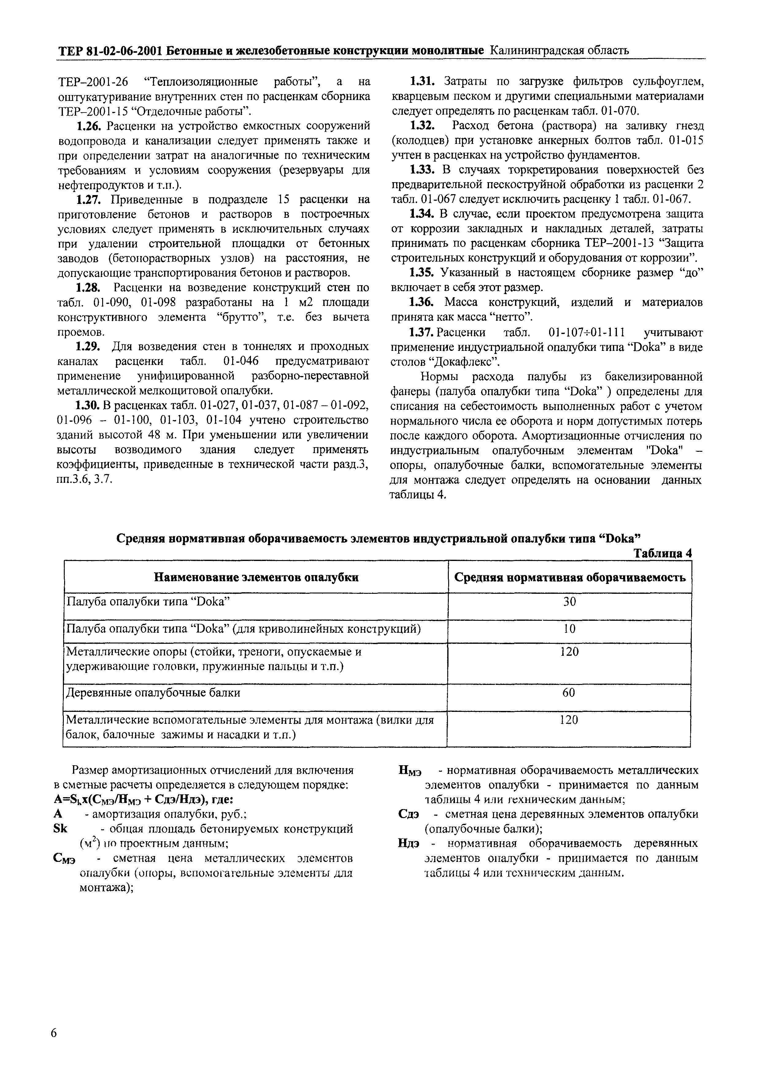 ТЕР Калининградской области 2001-06