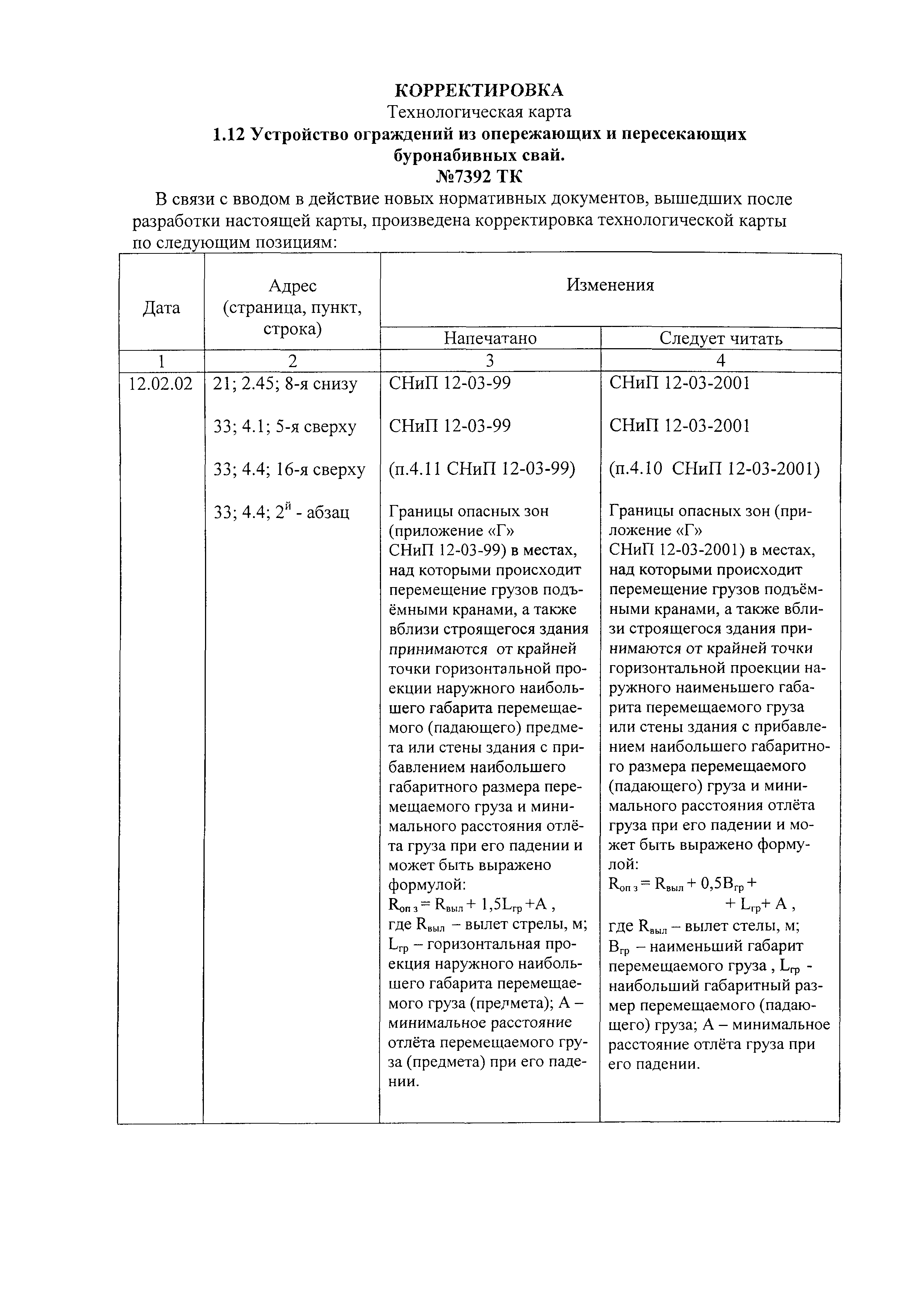 Технологическая карта 7392 ТК