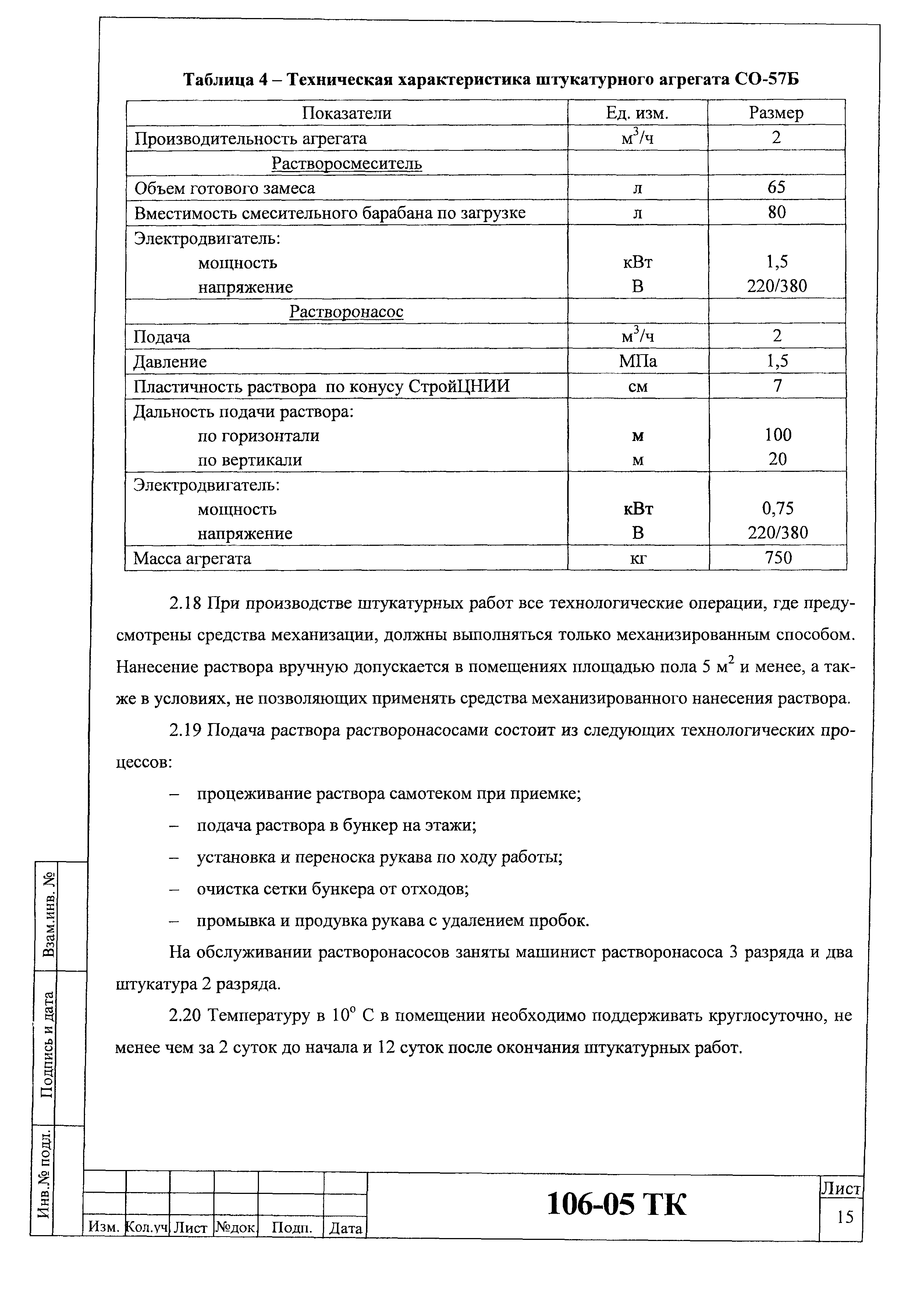 Технологическая карта 106-05 ТК