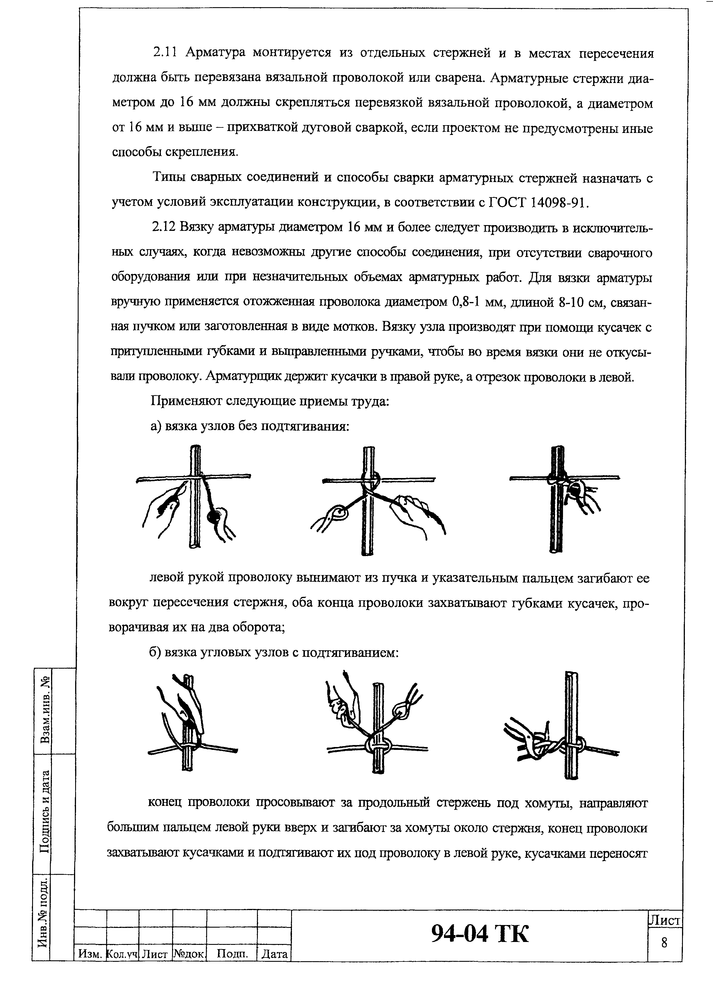 Технологическая карта 94-04 ТК