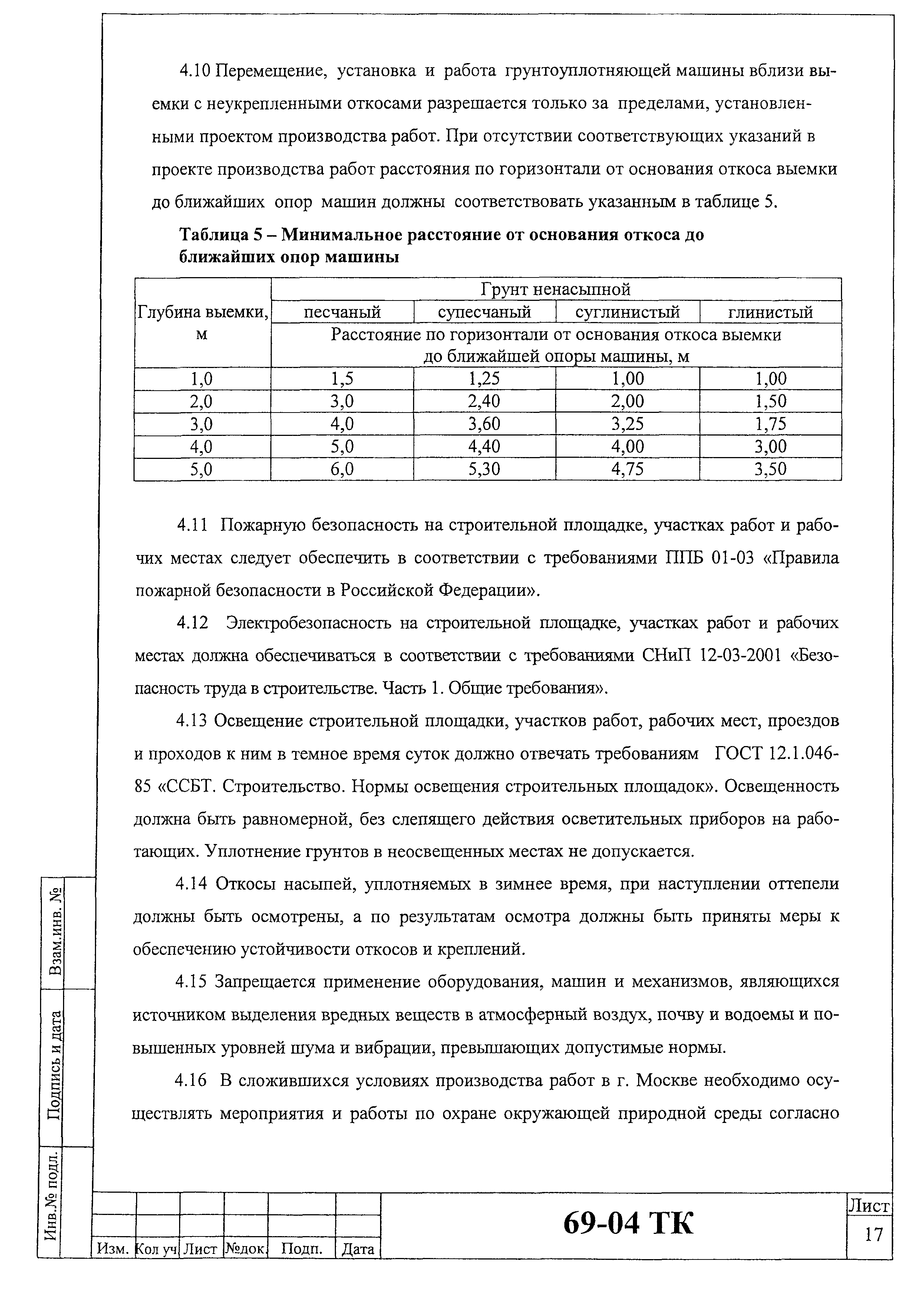 Технологическая карта 69-04 ТК