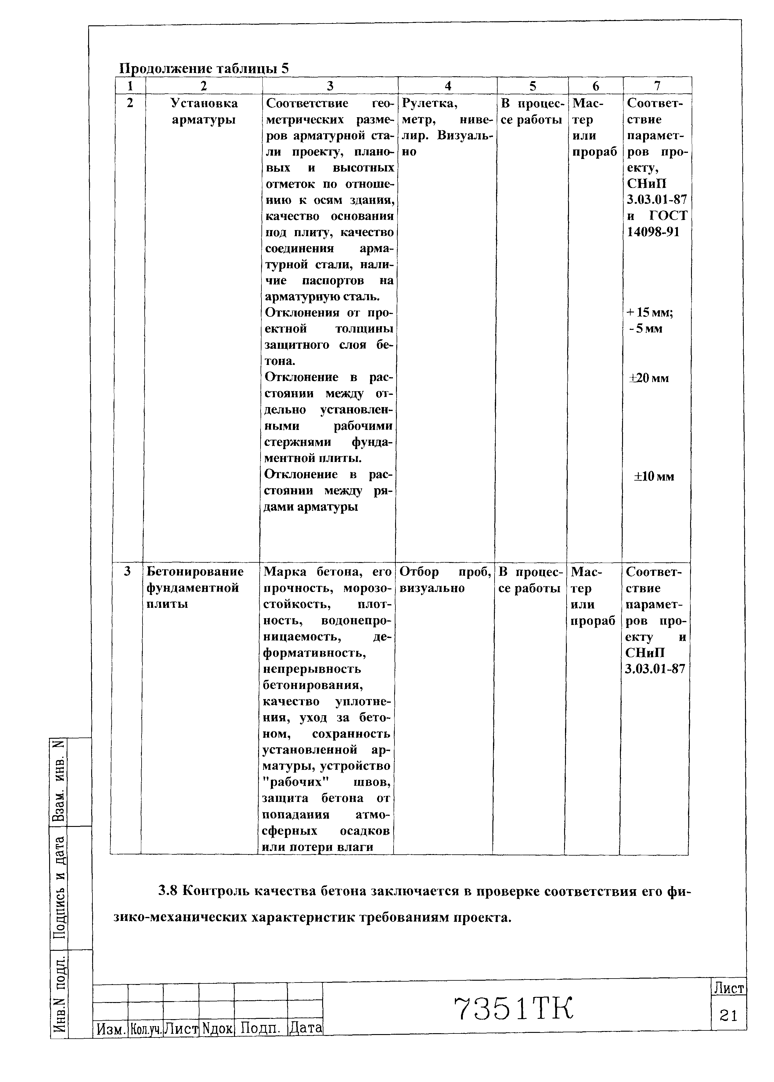 Технологическая карта 7351 ТК