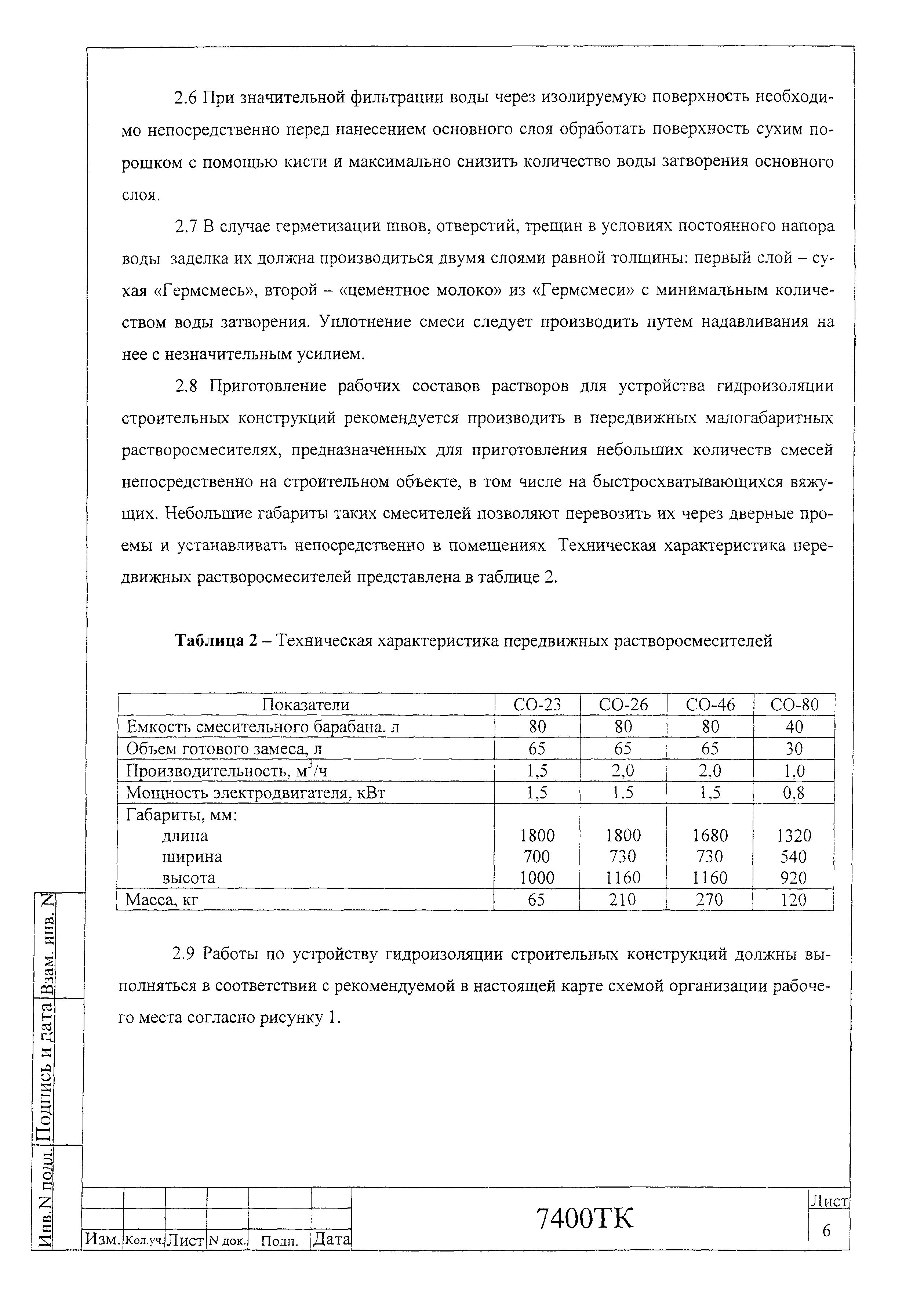 Технологическая карта 74-00 ТК