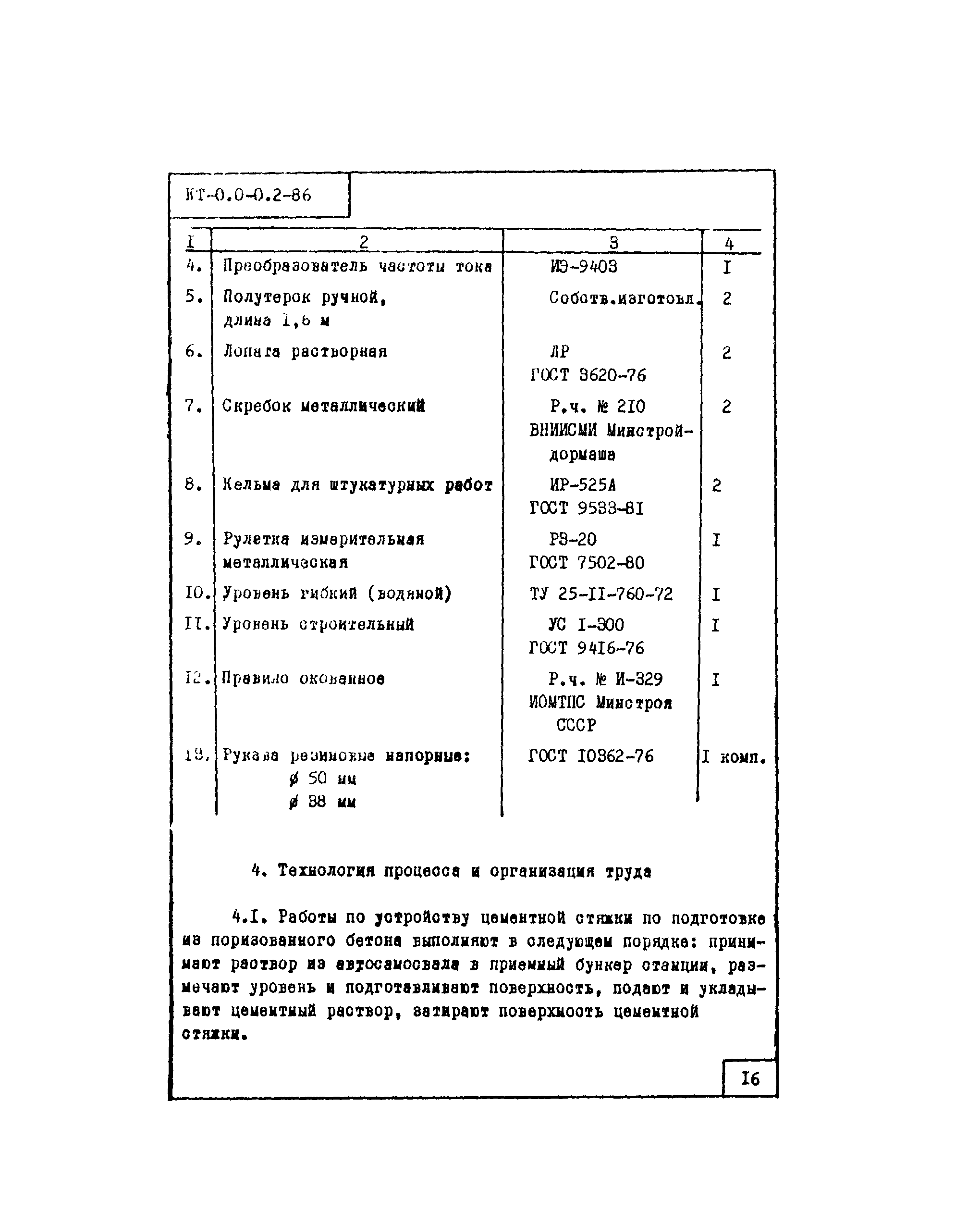 Технологическая карта КТ-0.0-0.2-86