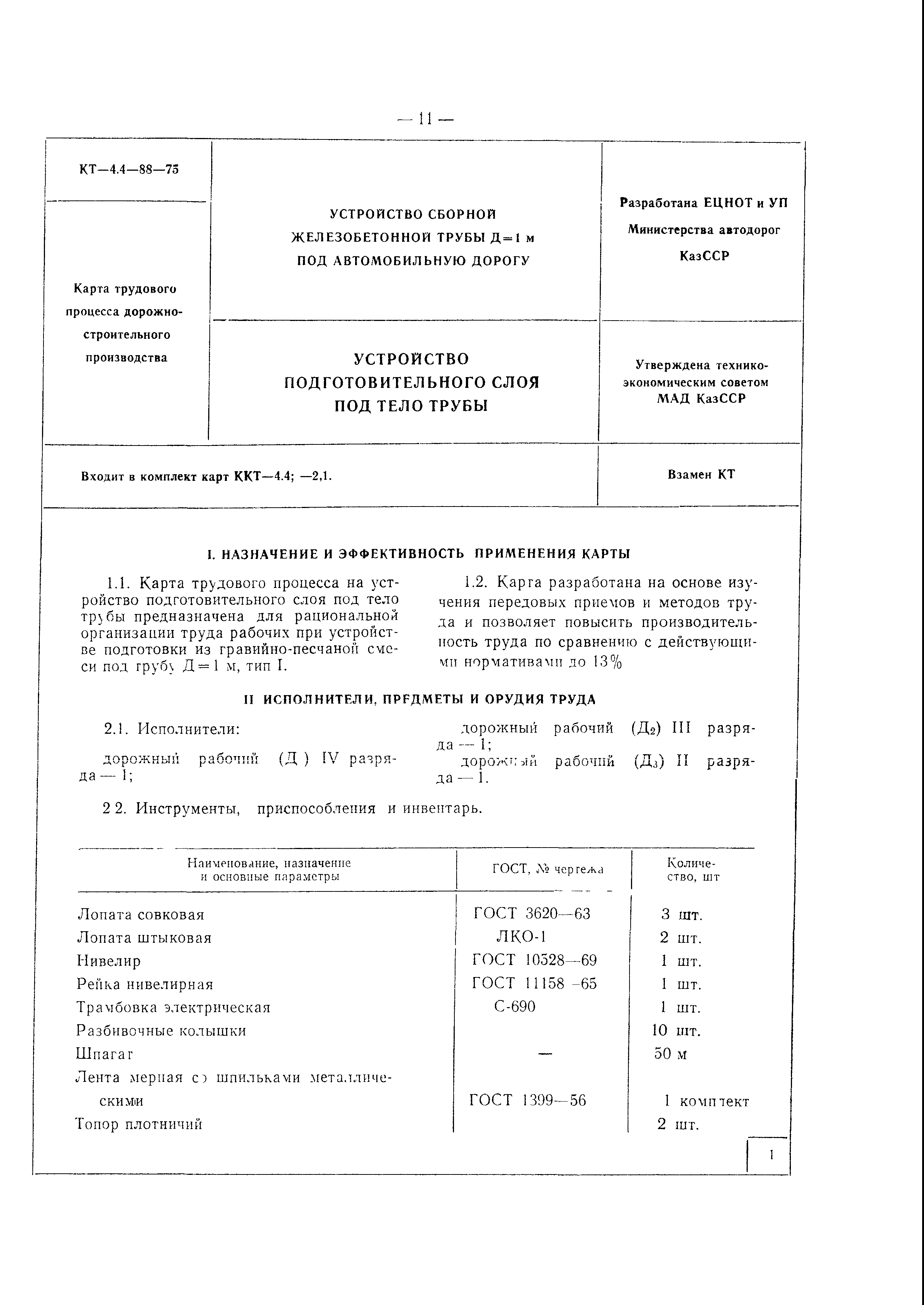 Карта трудового процесса 