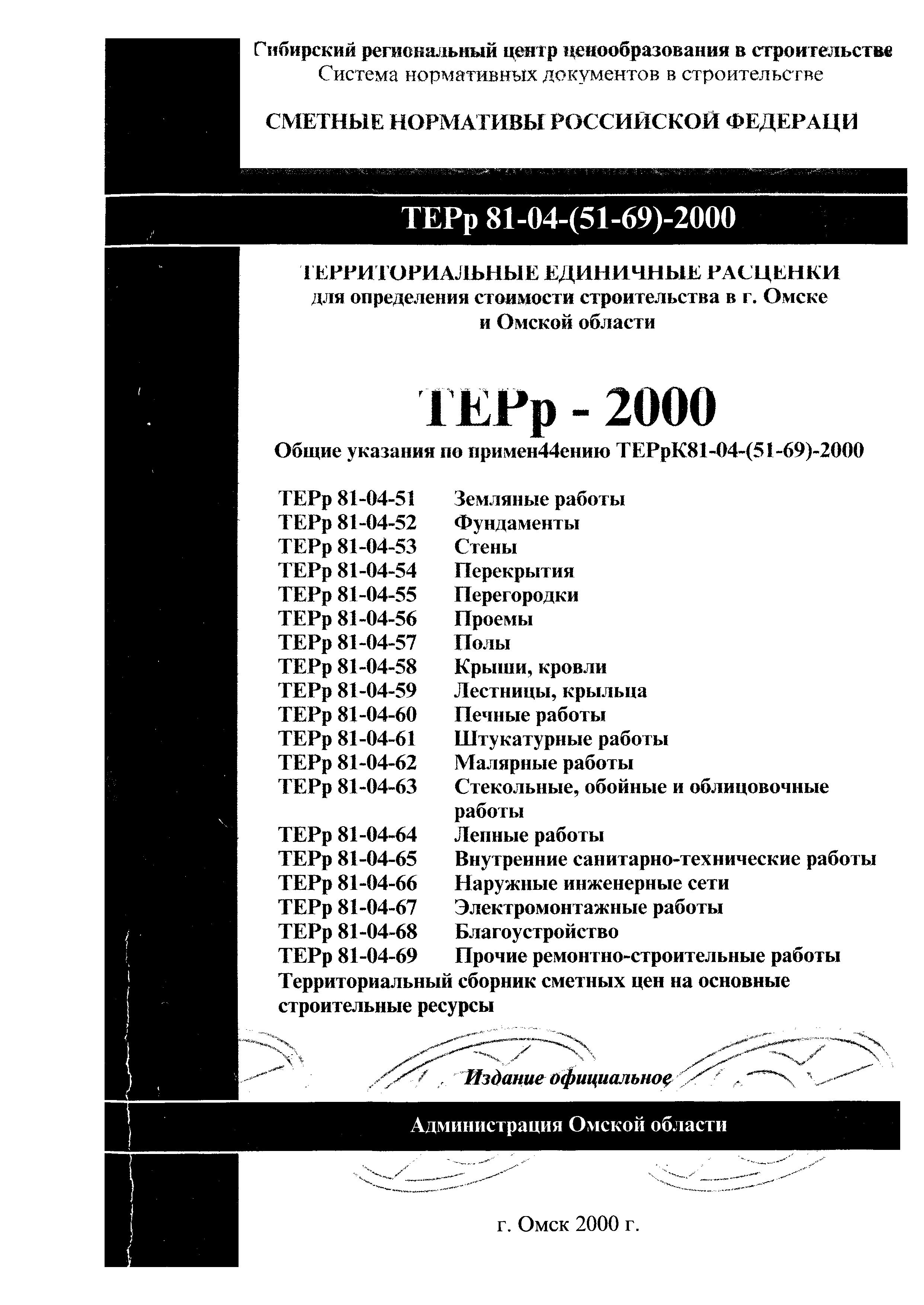 ТЕРр Омской области 2000