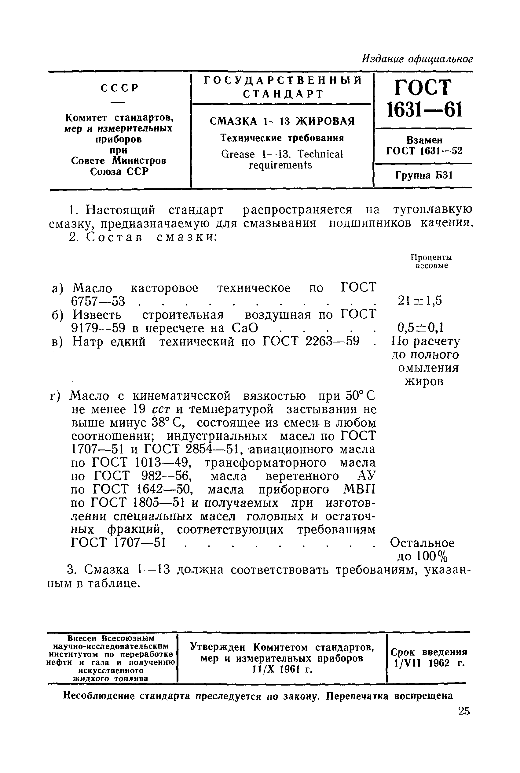 ГОСТ 1631-61