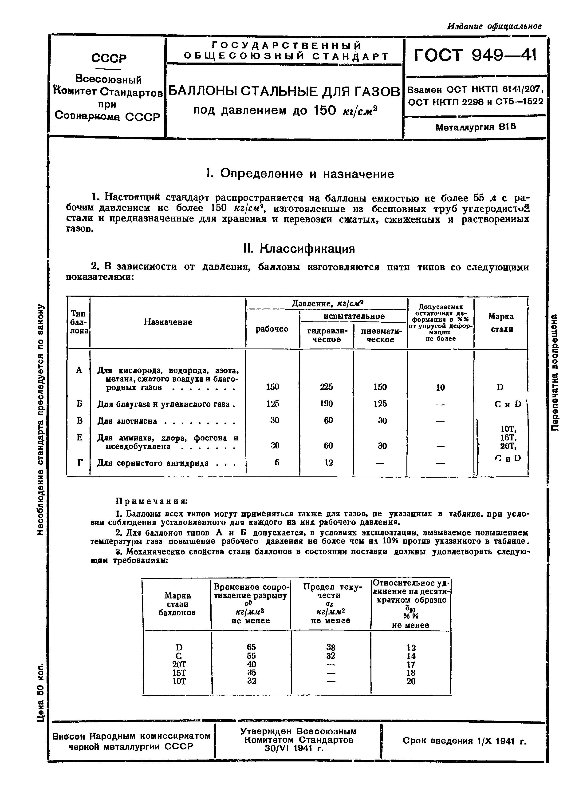 ГОСТ 949-41