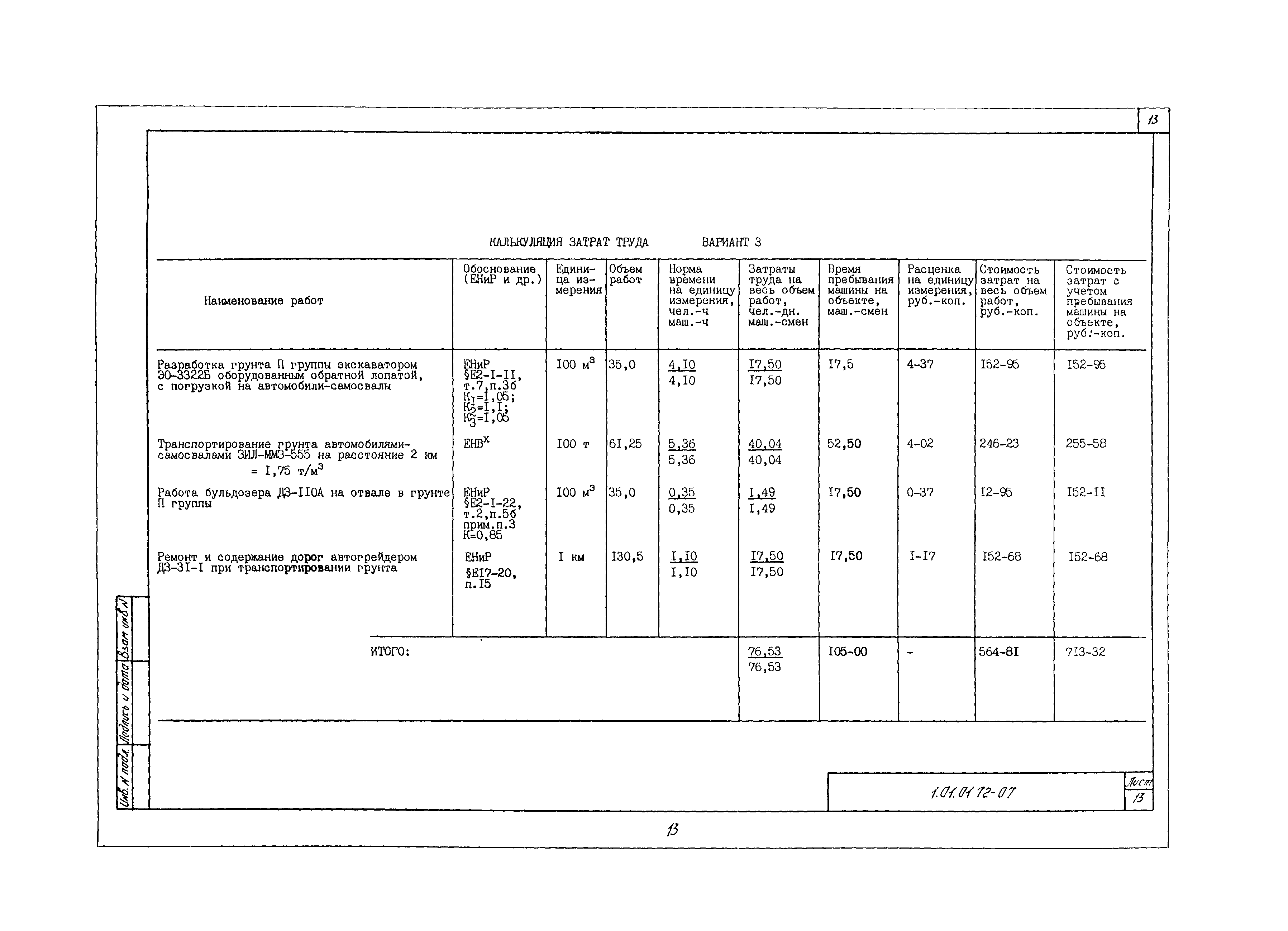 Технологическая карта 1.01.01.72