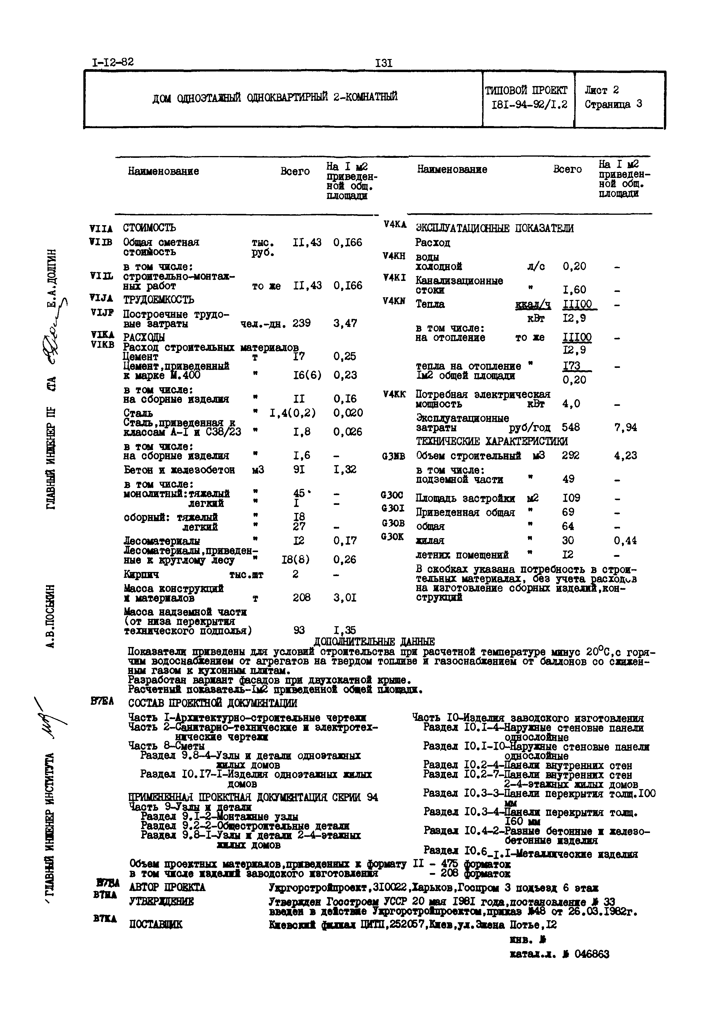 Типовой проект 181-94-92/1.2