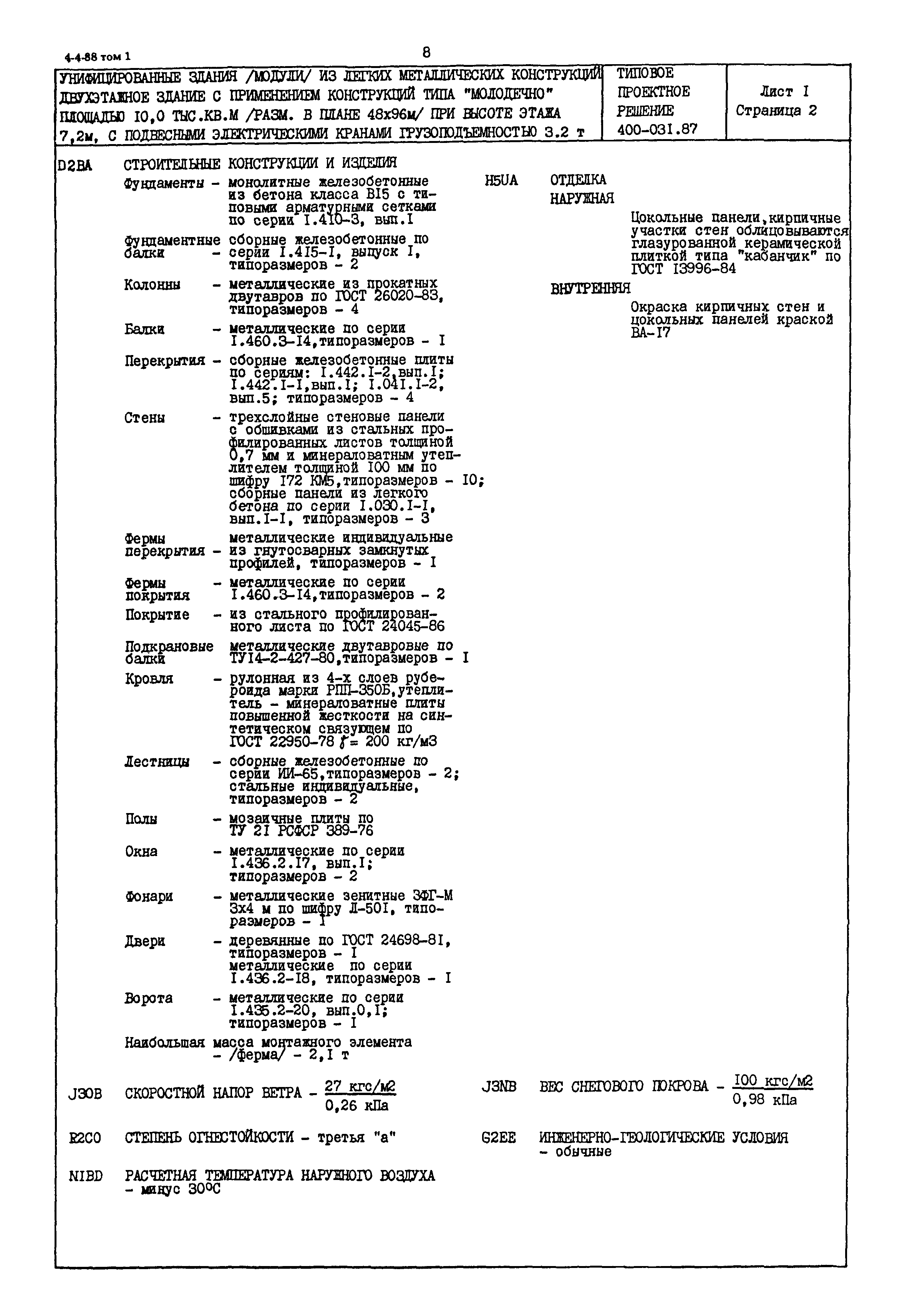 Типовые проектные решения 400-031.87