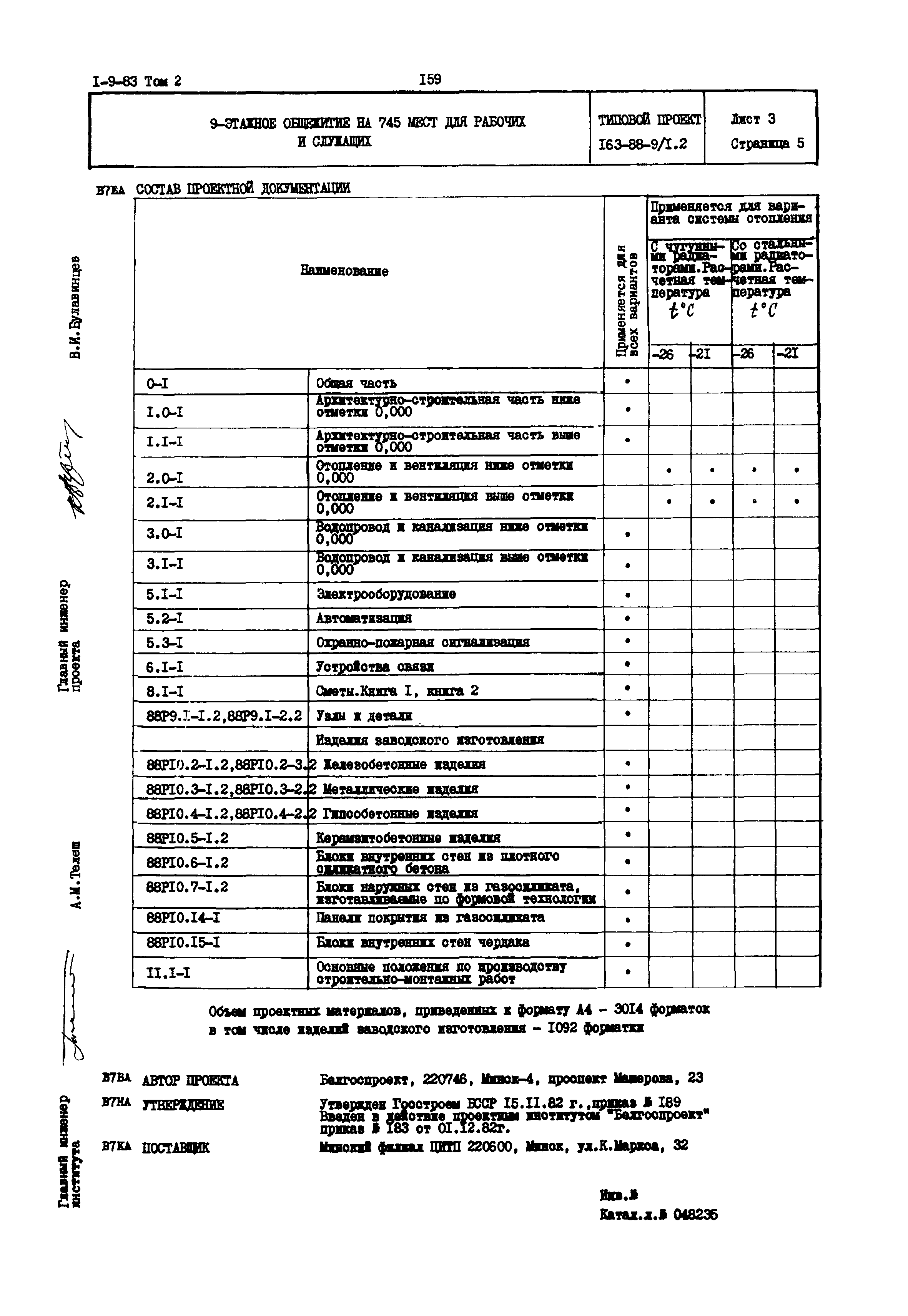 Типовой проект 163-88-9/1.2
